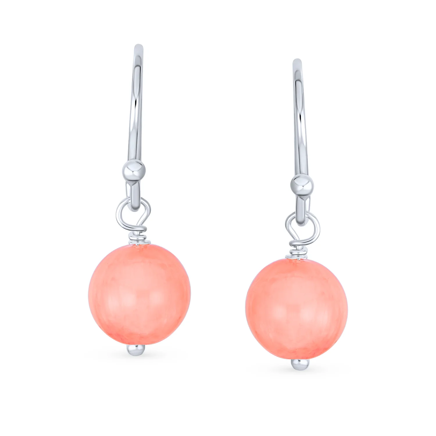 Simple Gemstone 8MM Bead Drop Ball Earrings Sterling Silver Birthstones Colors - Image 29