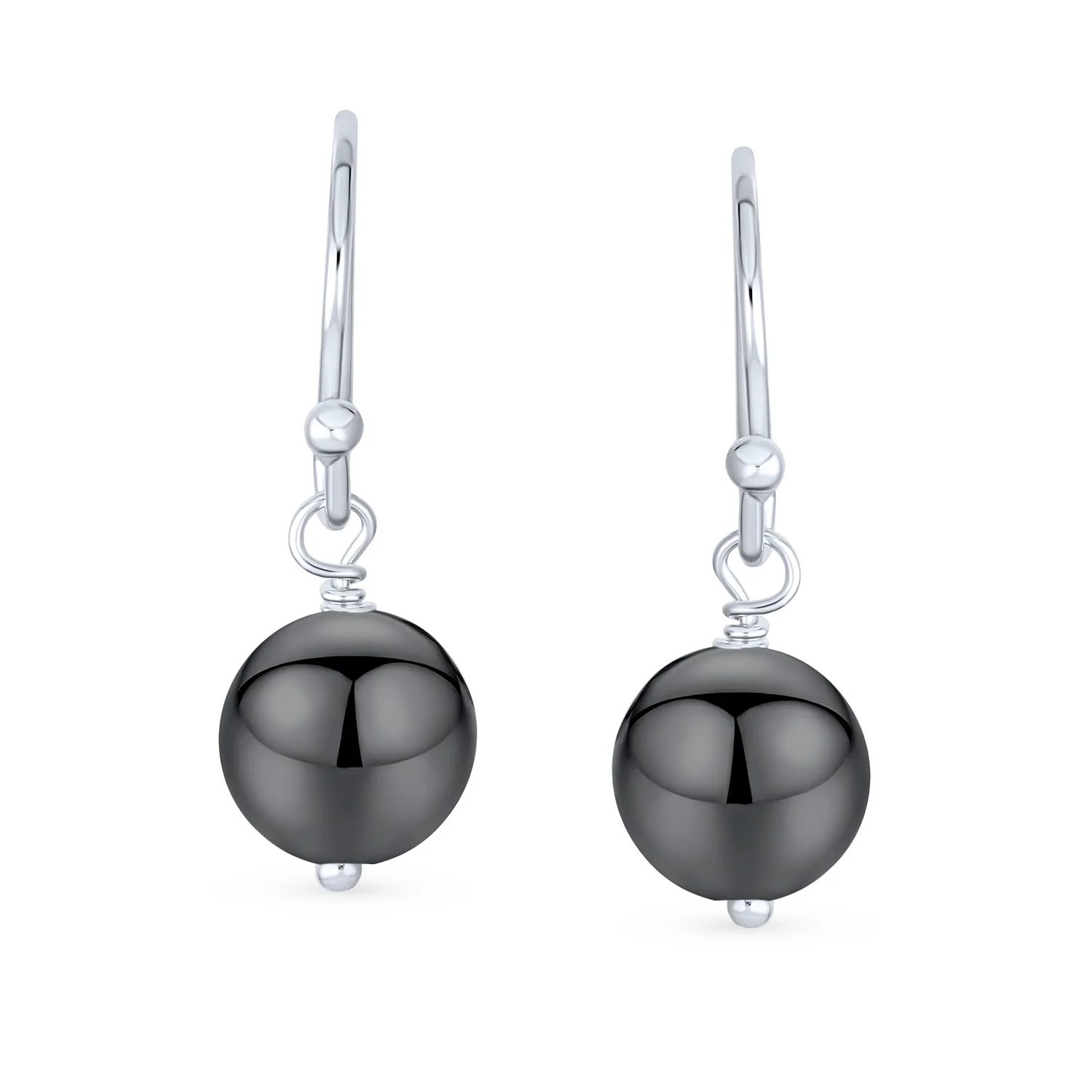 Simple Gemstone 8MM Bead Drop Ball Earrings Sterling Silver Birthstones Colors - Image 31