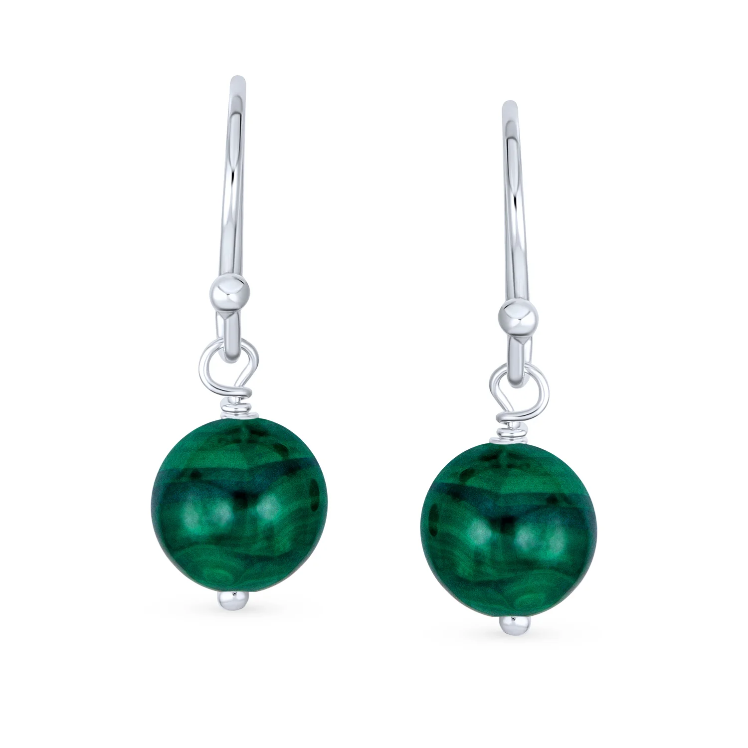 Simple Gemstone 8MM Bead Drop Ball Earrings Sterling Silver Birthstones Colors - Image 33
