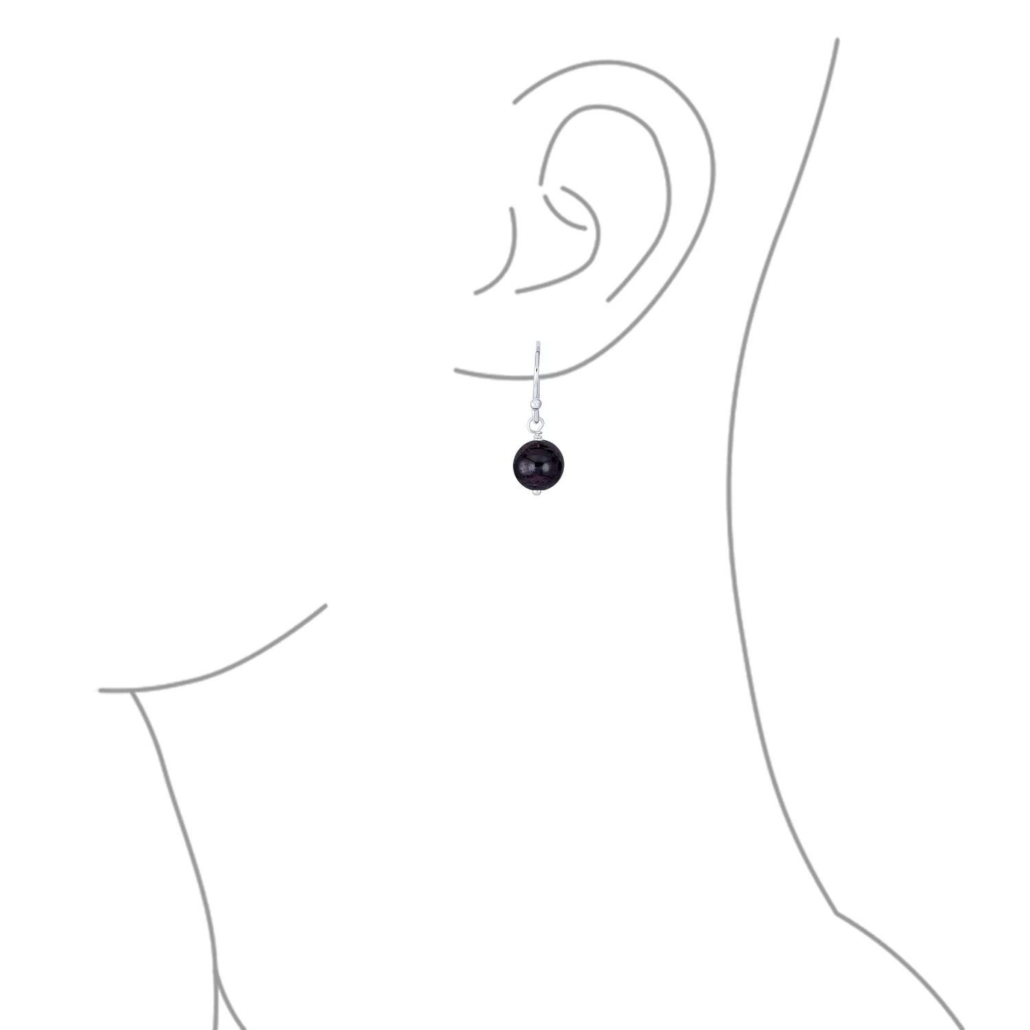 Simple Gemstone 8MM Bead Drop Ball Earrings Sterling Silver Birthstones Colors - Image 37