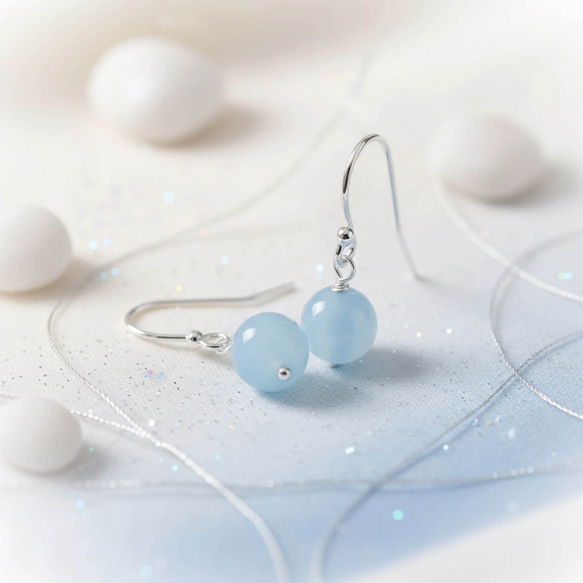 Simple Gemstone 8MM Bead Drop Ball Earrings Sterling Silver Birthstones Colors - Image 39