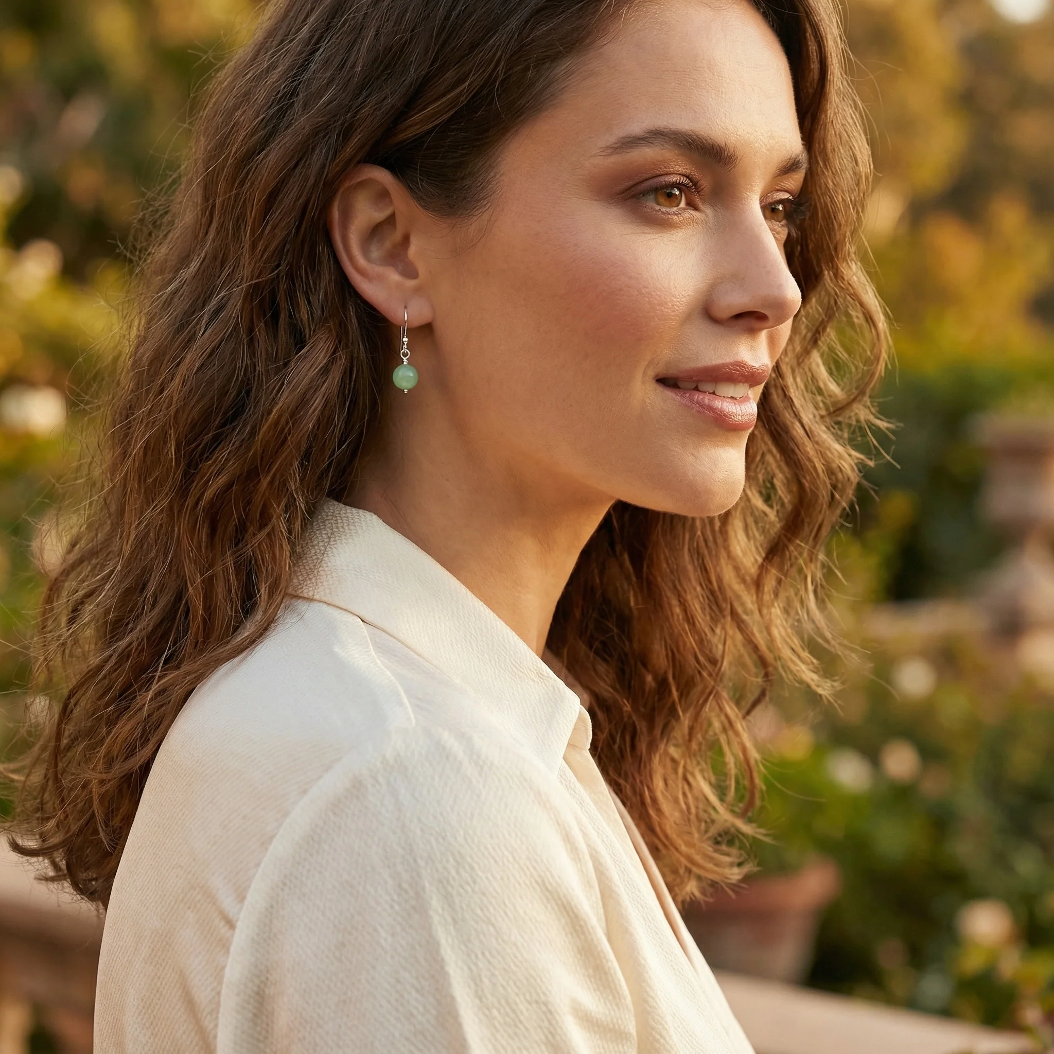 Simple Gemstone 8MM Bead Drop Ball Earrings Sterling Silver Birthstones Colors - Image 43