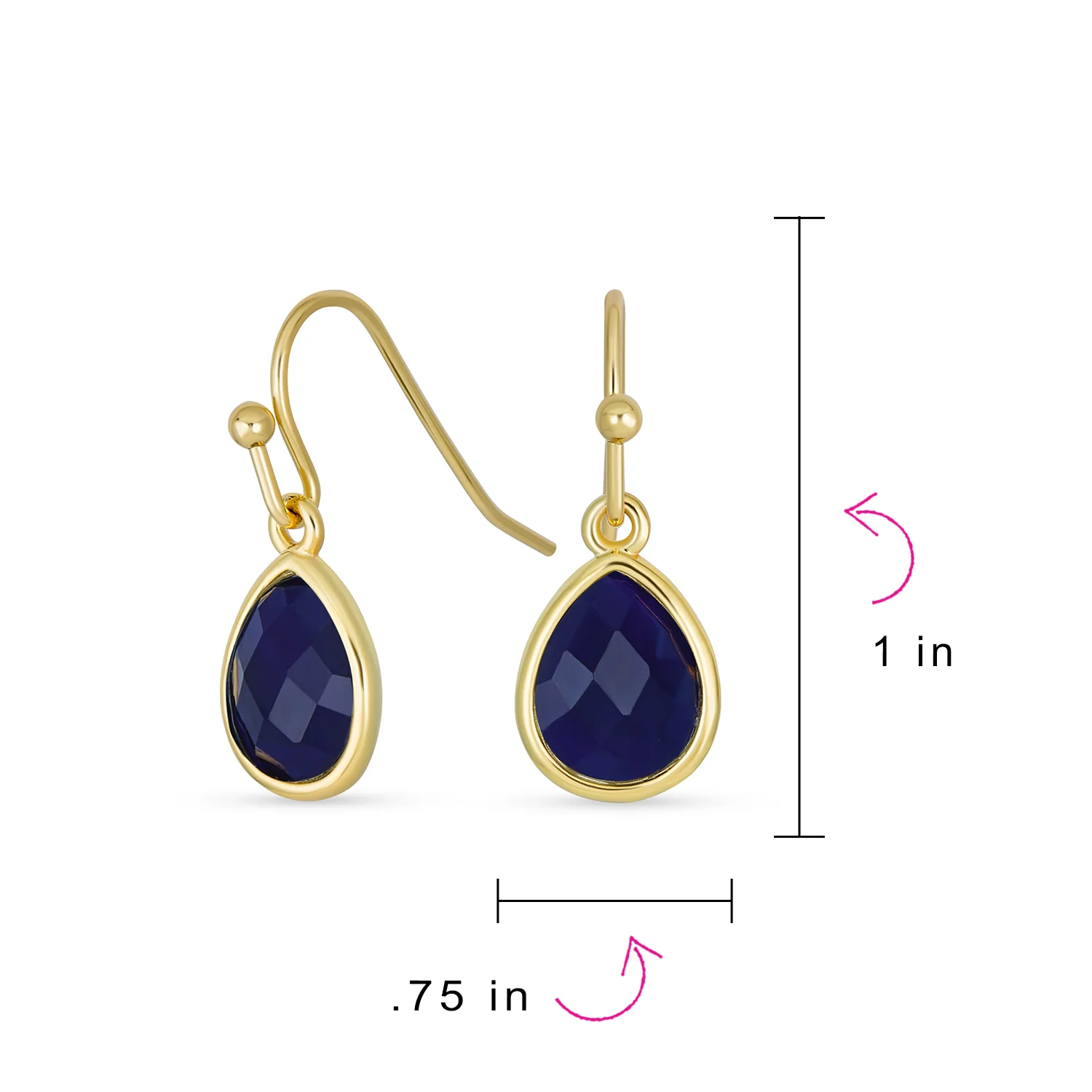 Gemstone Jewelry Set Teardrop Drop Earring Fish Hook Gold Plated - Image 10