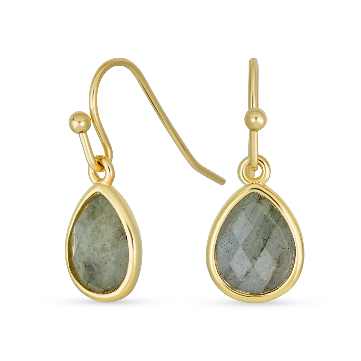 Gemstone Jewelry Set Teardrop Drop Earring Fish Hook Gold Plated - Image 3
