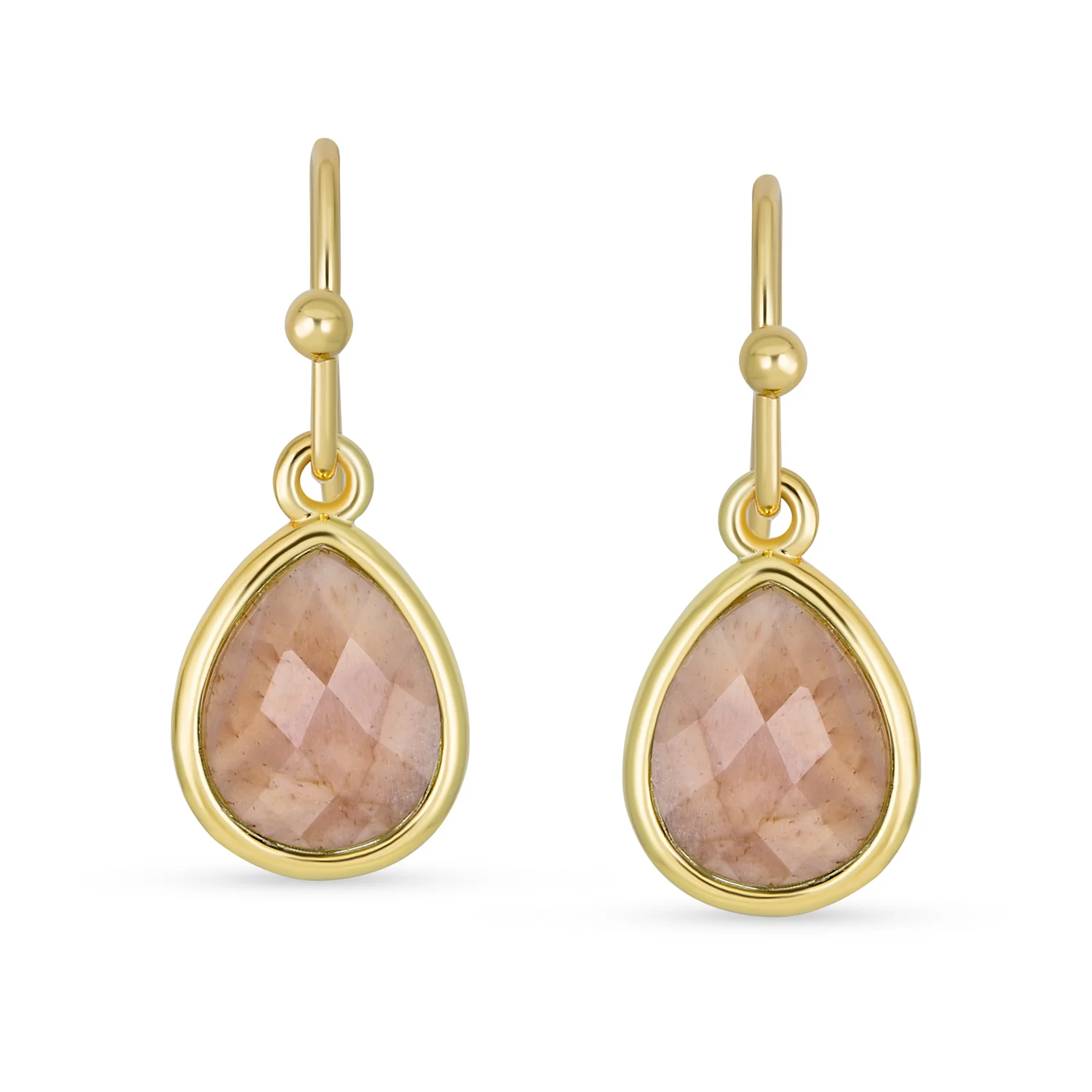 Gemstone Jewelry Set Teardrop Drop Earring Fish Hook Gold Plated - Image 5