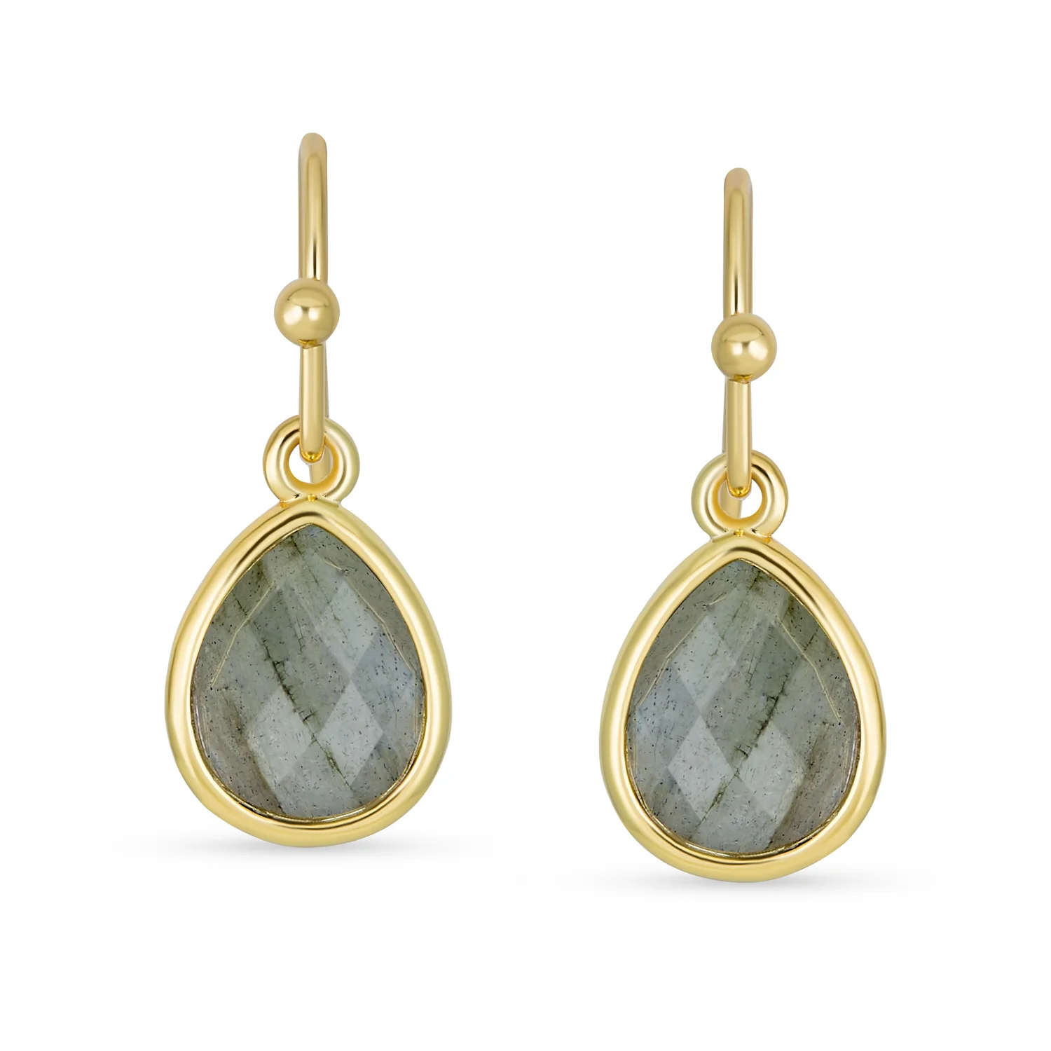 Gemstone Jewelry Set Teardrop Drop Earring Fish Hook Gold Plated - Image 6