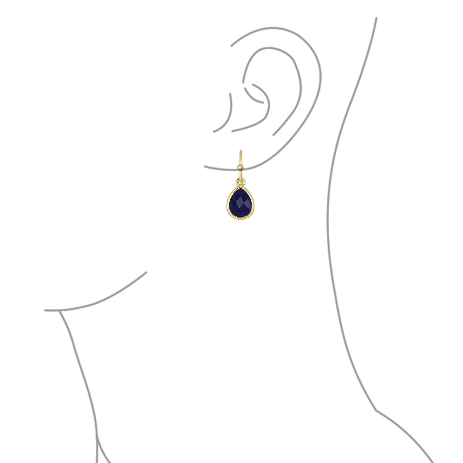 Gemstone Jewelry Set Teardrop Drop Earring Fish Hook Gold Plated - Image 7