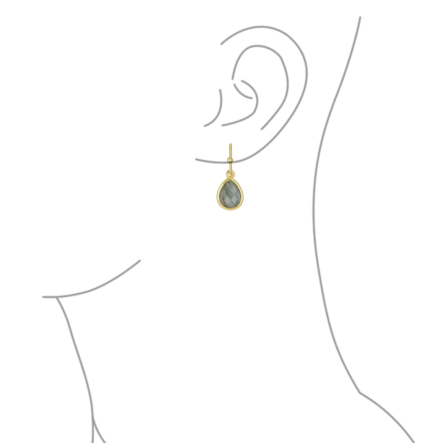 Gemstone Jewelry Set Teardrop Drop Earring Fish Hook Gold Plated - Image 9
