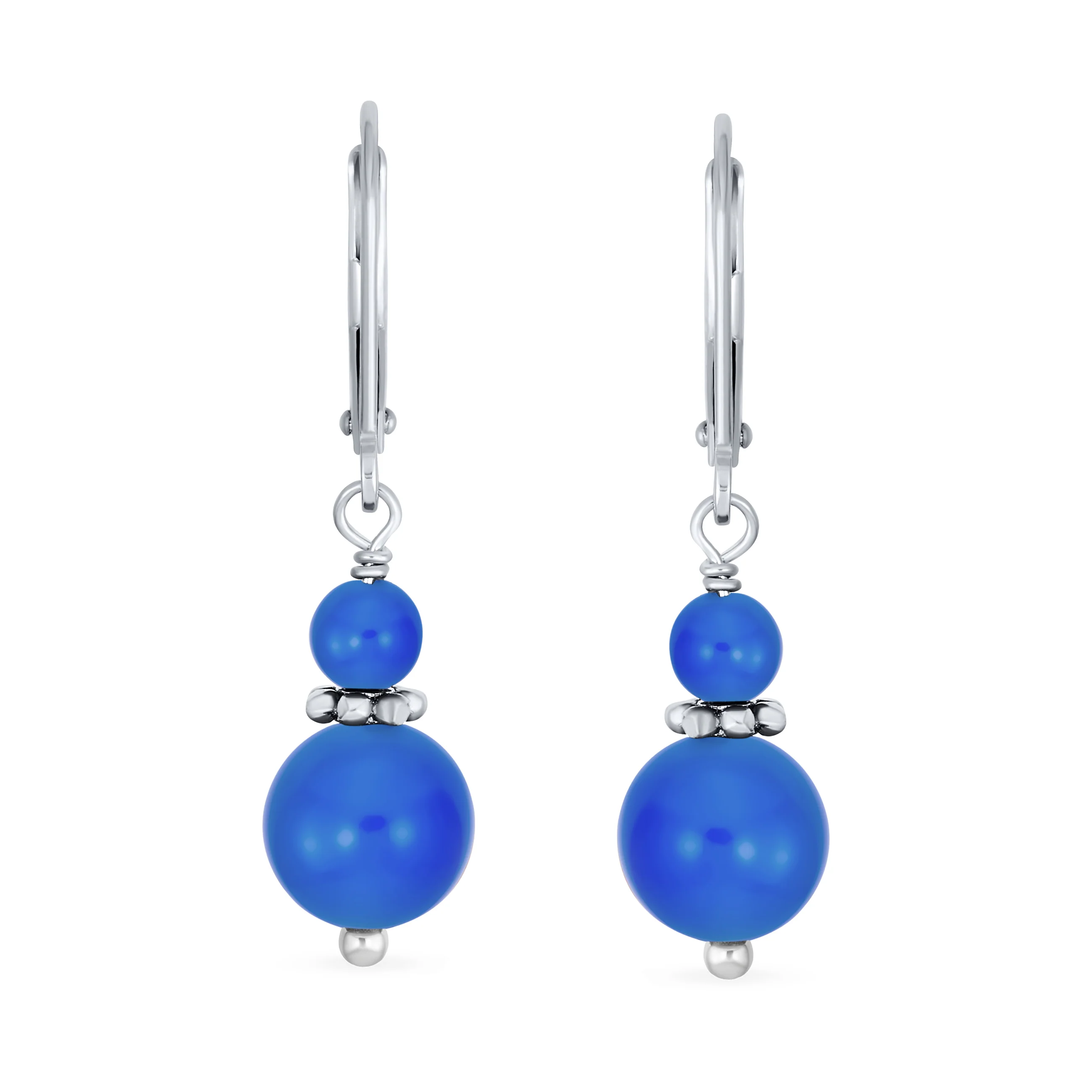 Bali Style Milgrain Rondel Pink Coral Double Bead Ball Dangle Earrings .925 Sterling Silver - Image 21