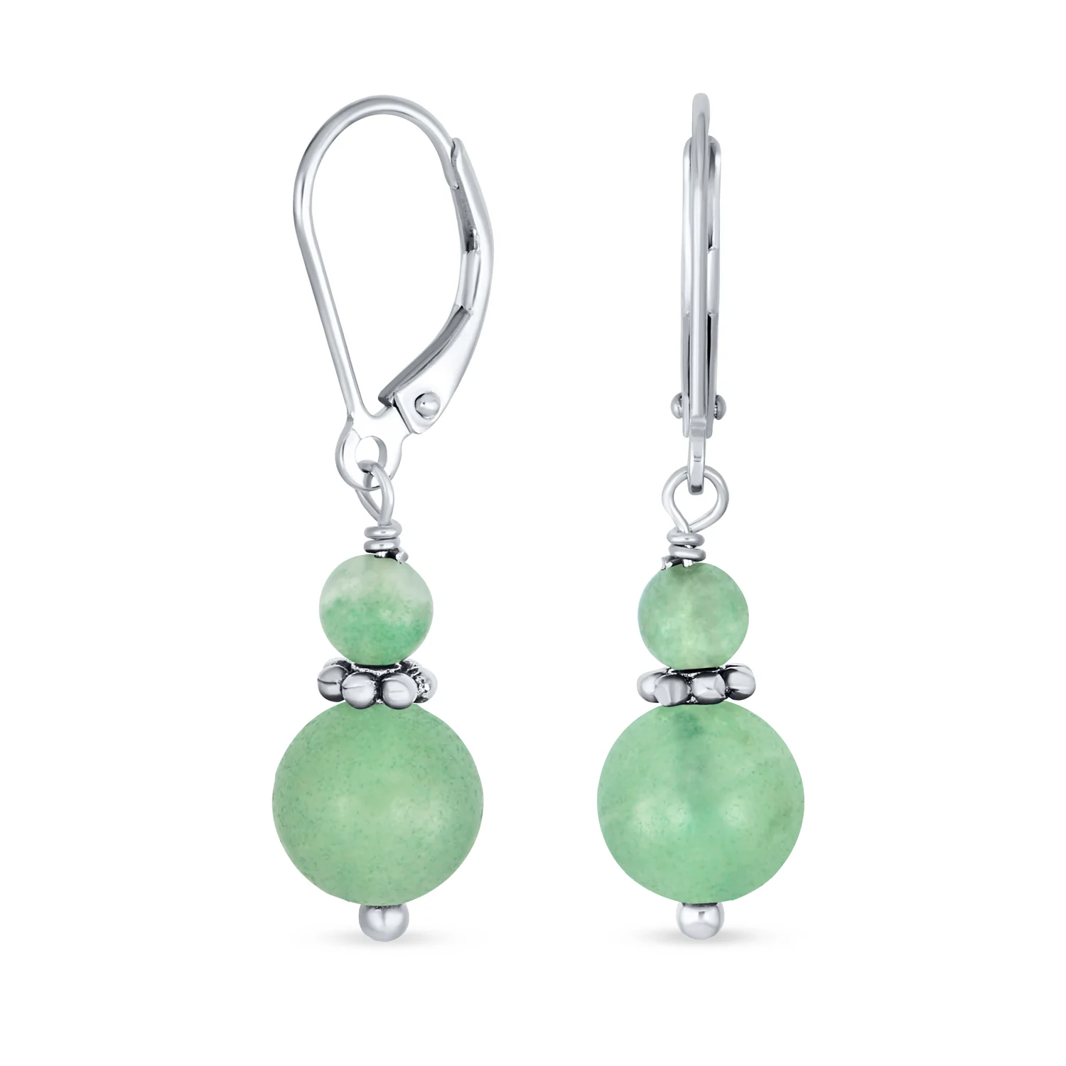 Bali Style Milgrain Rondel Pink Coral Double Bead Ball Dangle Earrings .925 Sterling Silver - Image 3