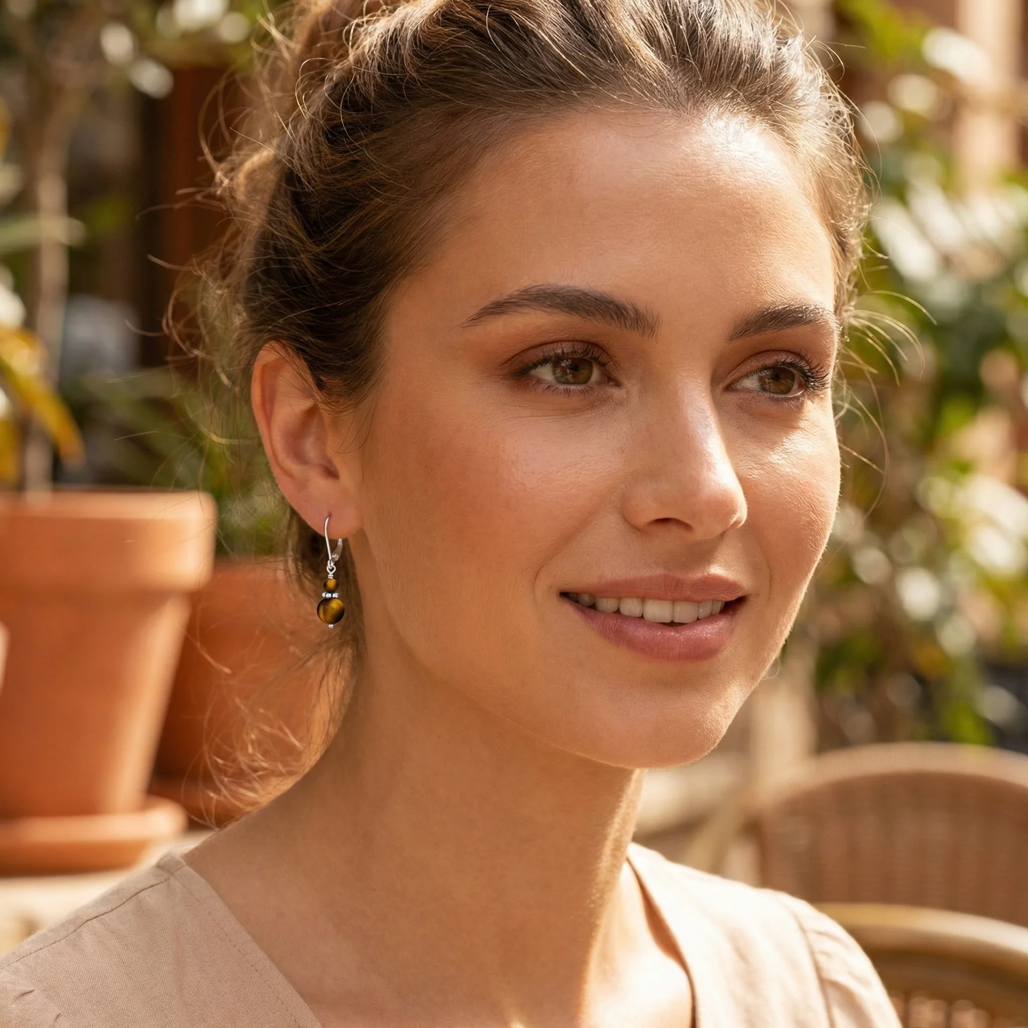 Bali Style Milgrain Rondel Pink Coral Double Bead Ball Dangle Earrings .925 Sterling Silver - Image 36