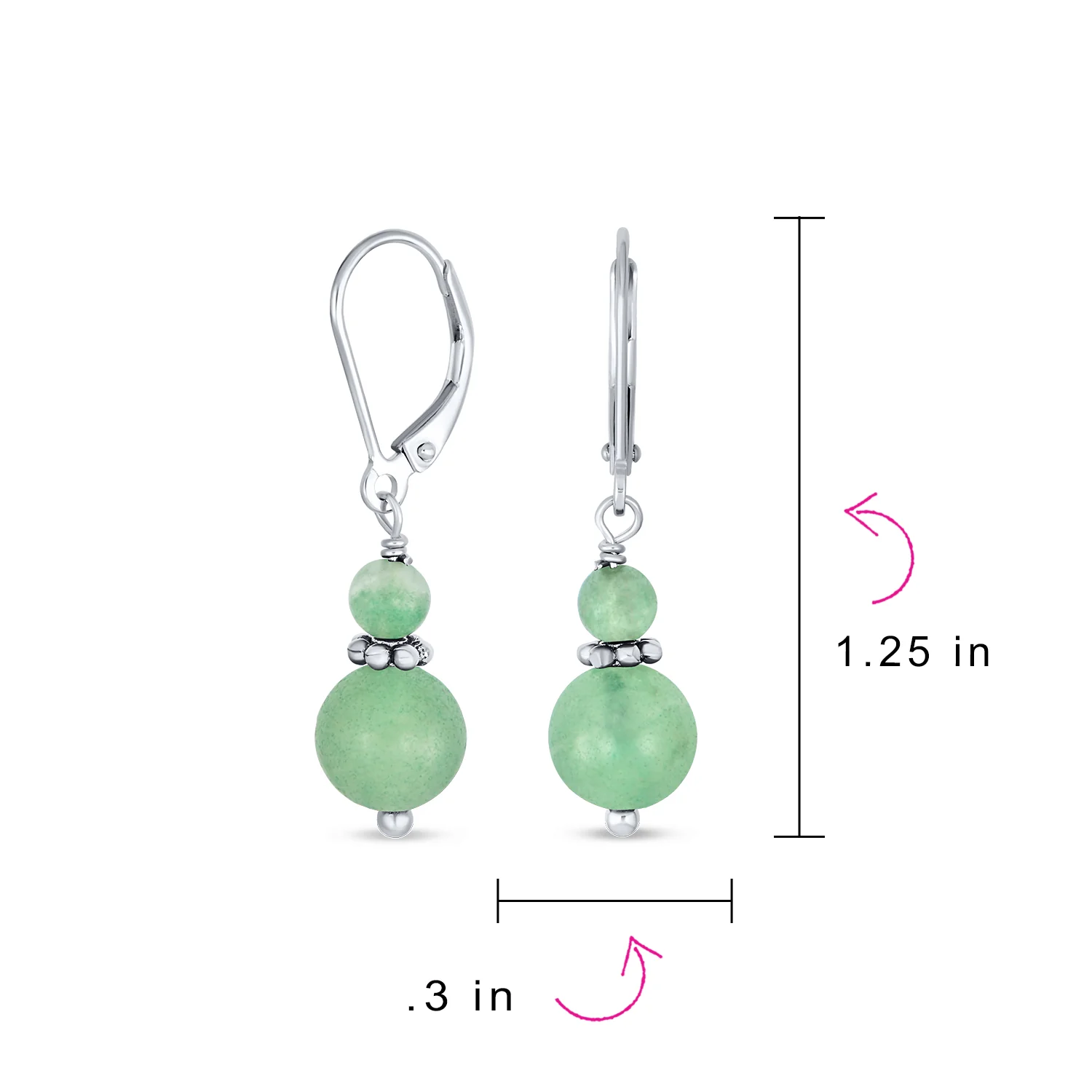 Bali Style Milgrain Rondel Pink Coral Double Bead Ball Dangle Earrings .925 Sterling Silver - Image 45