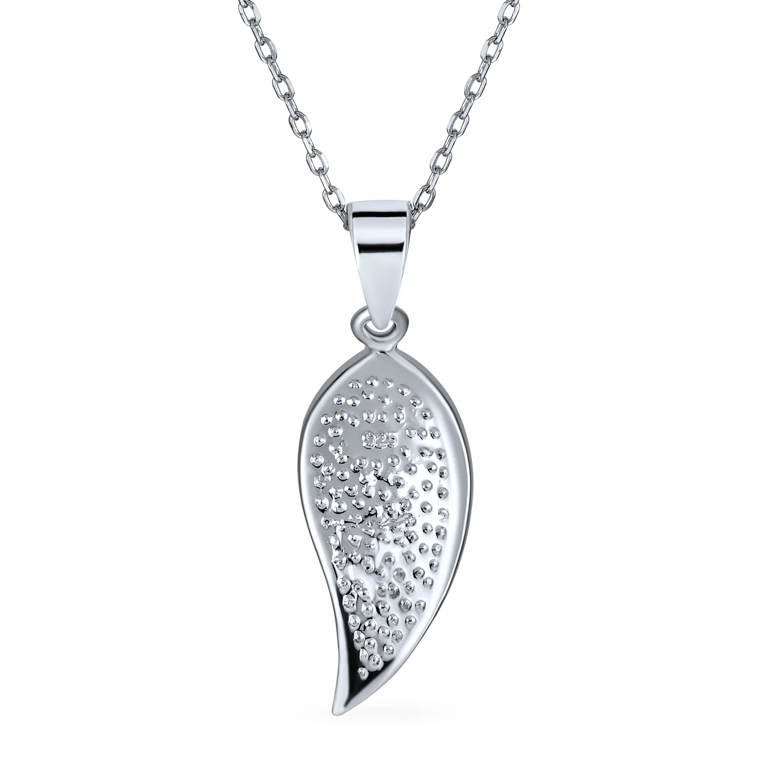 Blue Fire Opal Leaf Pendant Necklace in Sterling Silver - Image 4