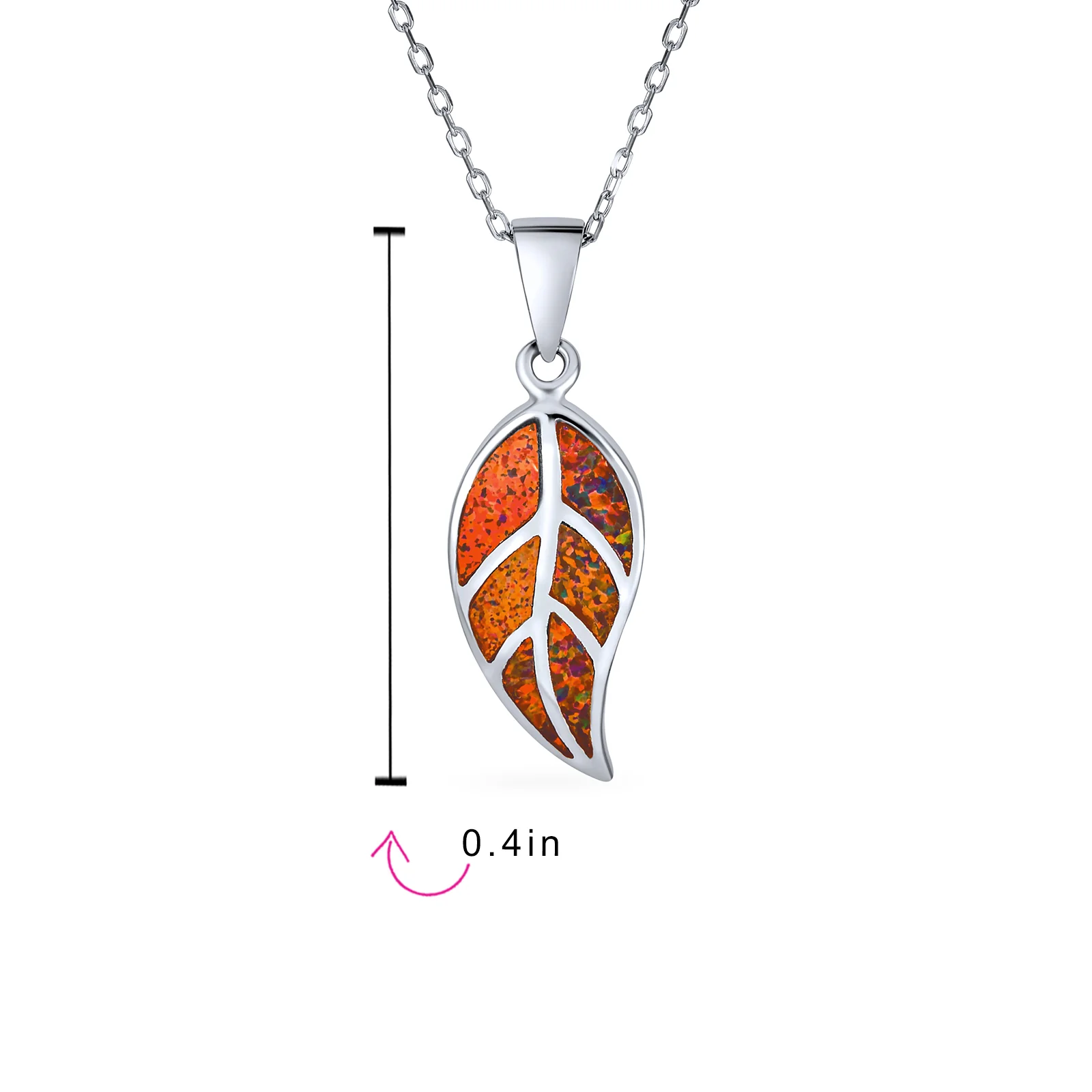 Blue Fire Opal Leaf Pendant Necklace in Sterling Silver - Image 7