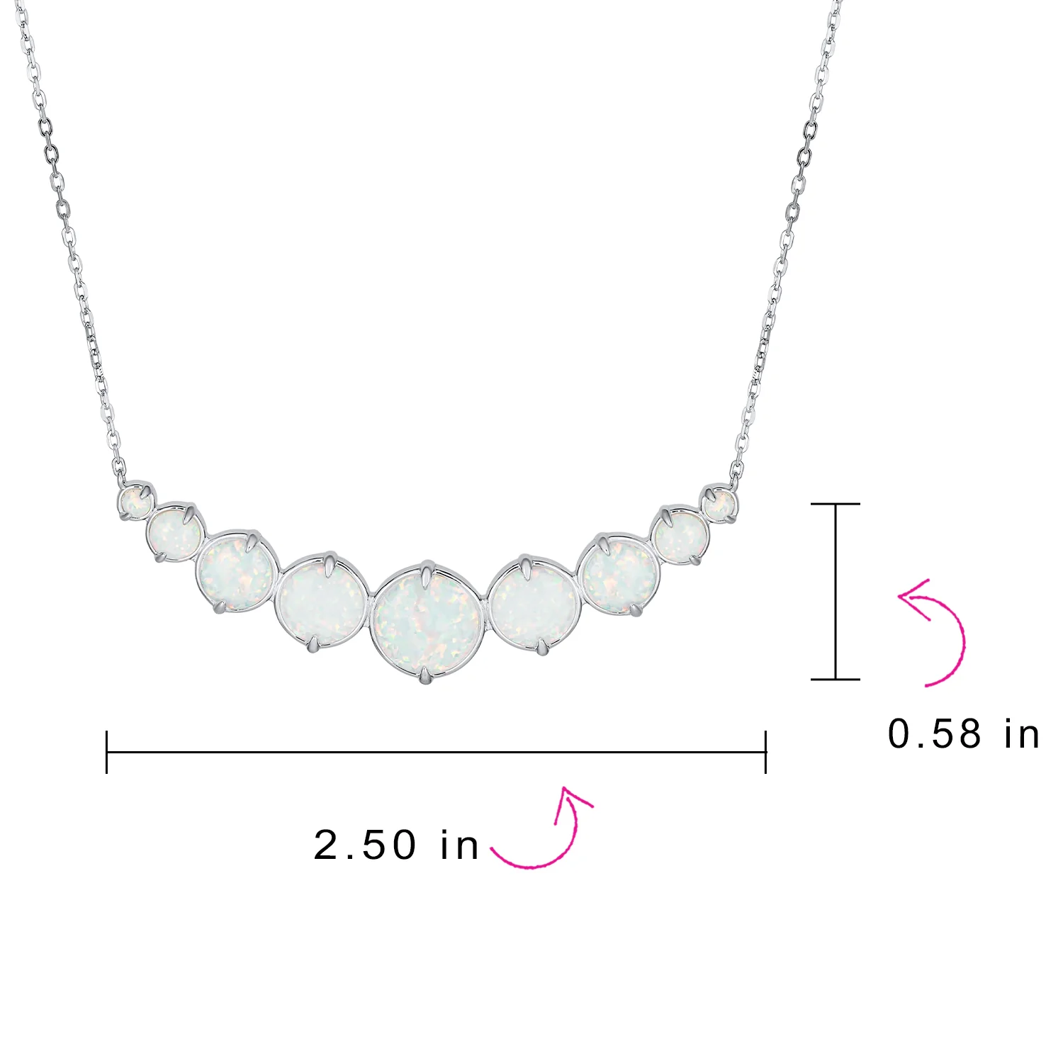 Gemstone Statement Pendant Necklace with White Created Opal in Sterling Silver - Image 3