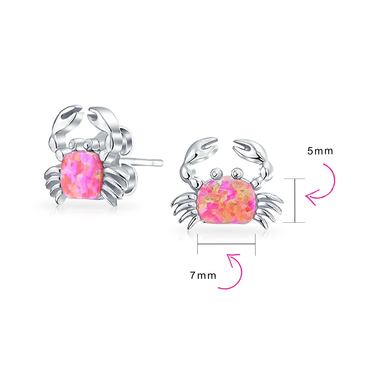Gemstone Pink Blue White Opal Stud Earrings Sterling Silver October Birthstone - Image 10
