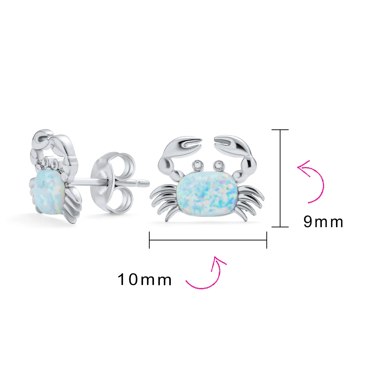 Gemstone Pink Blue White Opal Stud Earrings Sterling Silver October Birthstone - Image 14