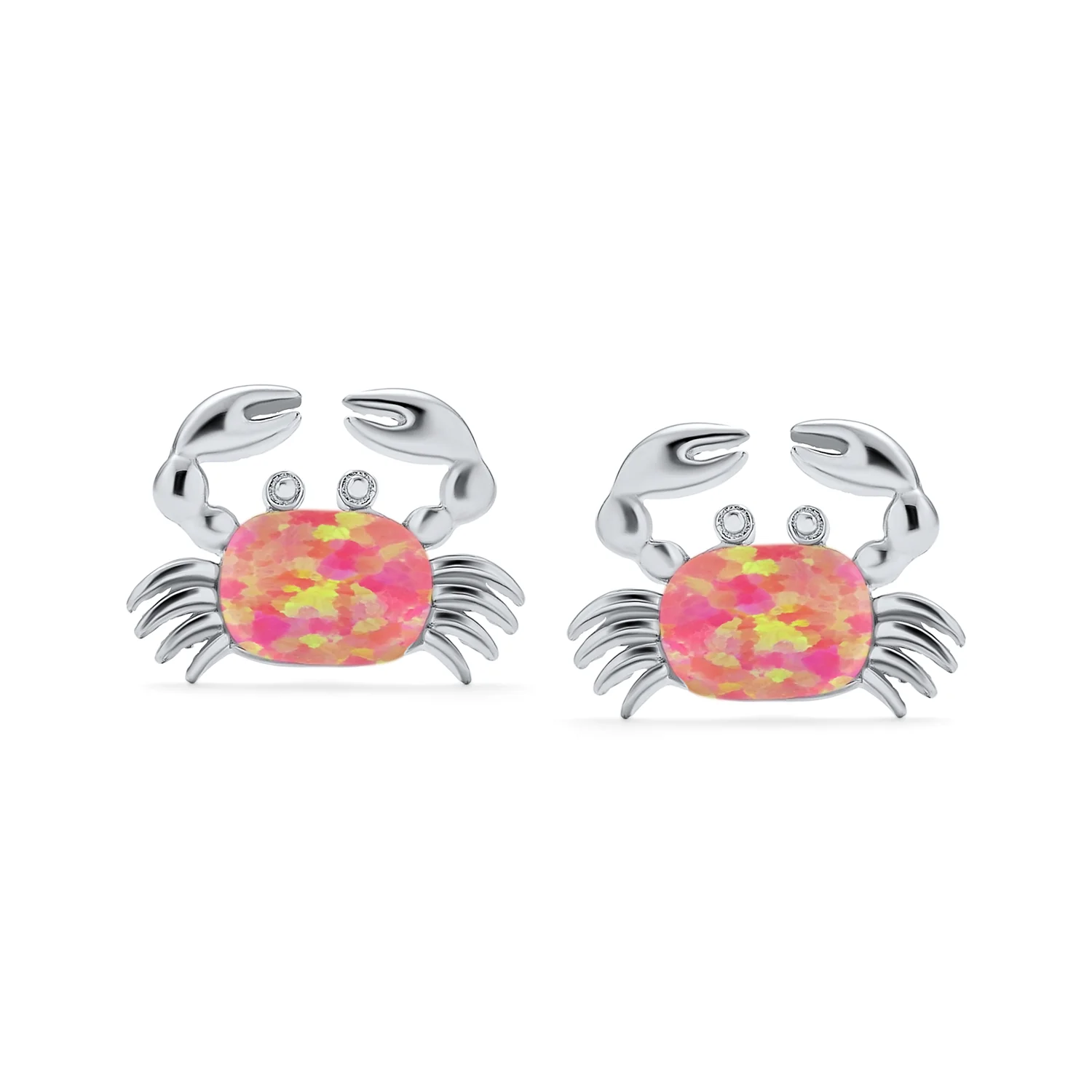 Gemstone Pink Blue White Opal Stud Earrings Sterling Silver October Birthstone - Image 4