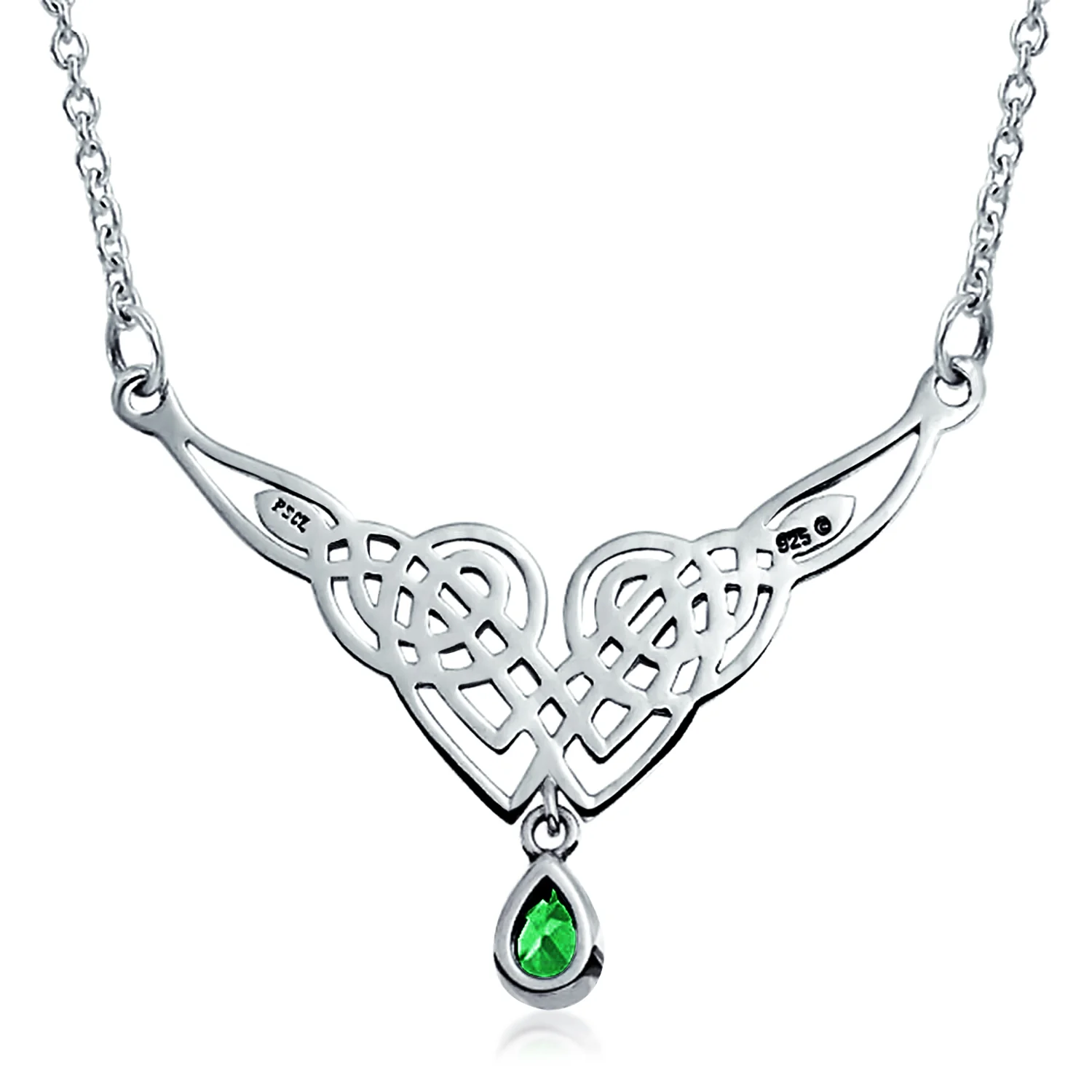 Good Luck Trinity Love Knot CZ Celtic Necklace V Collar Pendant Sterling Silver - Image 4