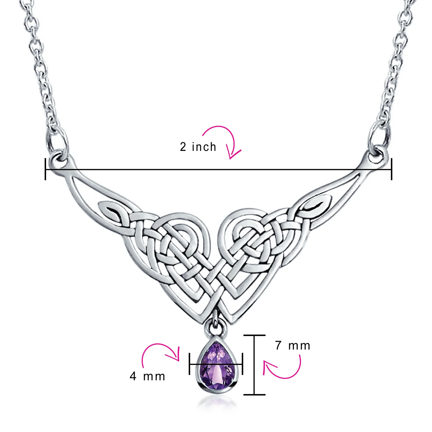 Good Luck Trinity Love Knot CZ Celtic Necklace V Collar Pendant Sterling Silver - Image 7