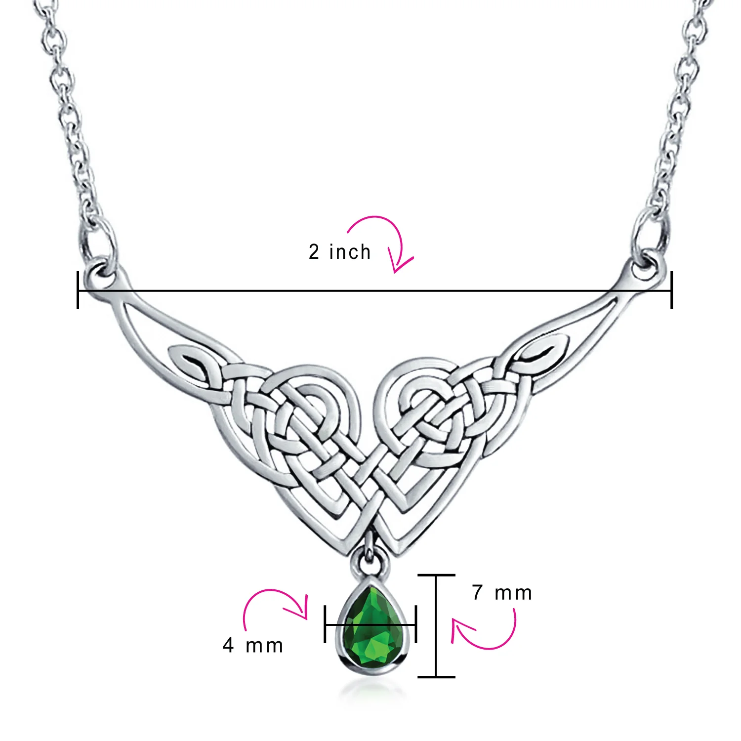 Good Luck Trinity Love Knot CZ Celtic Necklace V Collar Pendant Sterling Silver - Image 8
