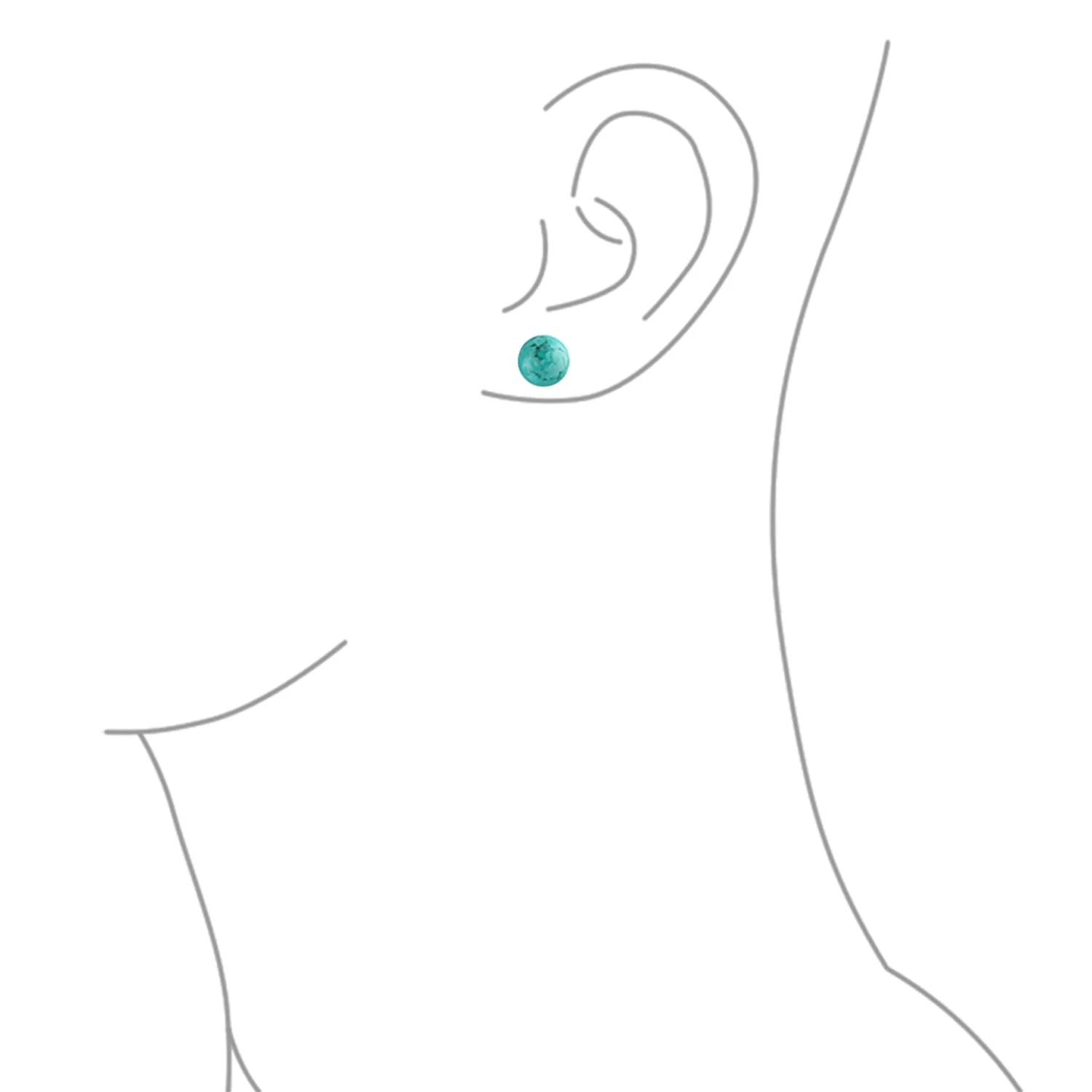 Set of 2 10MM Natural Blue Turquoise Green Malachite Drop Ball Earrings Silver - Image 3