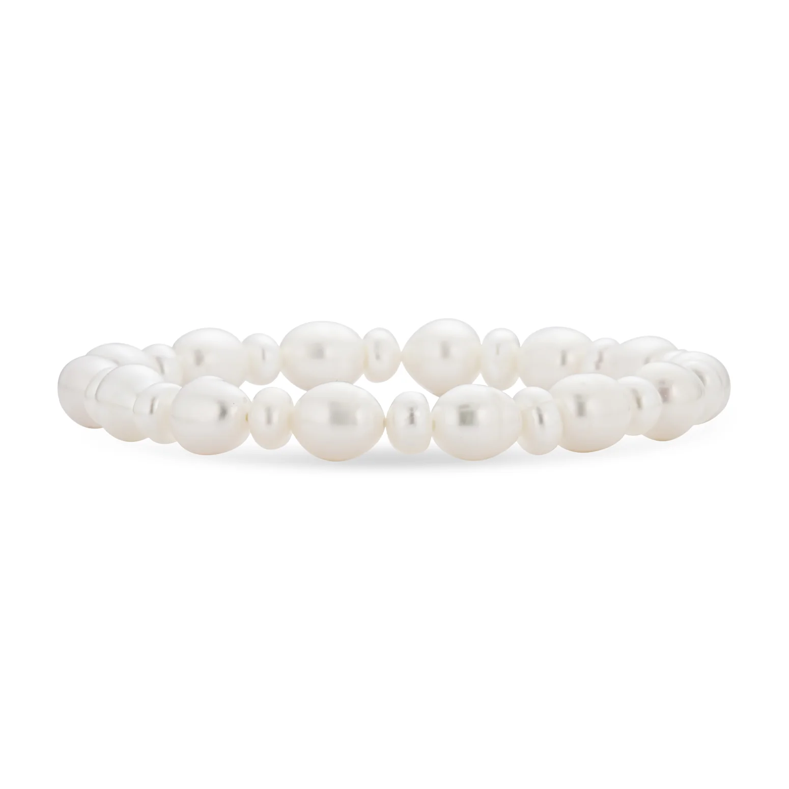 Elegant Stackable White Freshwater Cultured Baroque Pearl Stretch Bracelet