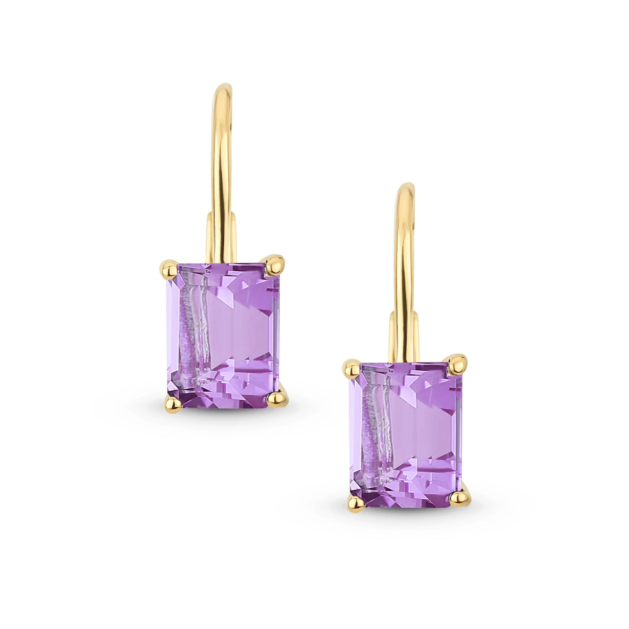 Genuine Gemstone 4.5 CT Emerald Cut Drop Earrings Gold Plated Sterling Silver - Image 6
