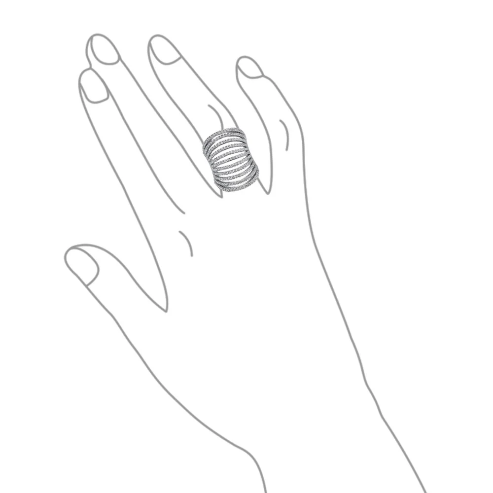 Modern Fashion CZ Pave Full Finger Cocktail Statement Ring .925 Sterling Silver - Image 3
