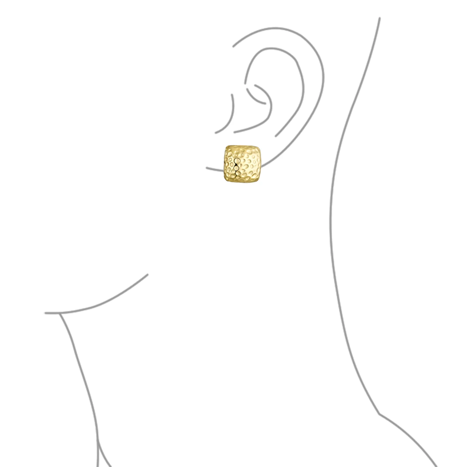 Geometric Hammered Square Clip-On Earrings Silver Gold - Image 4