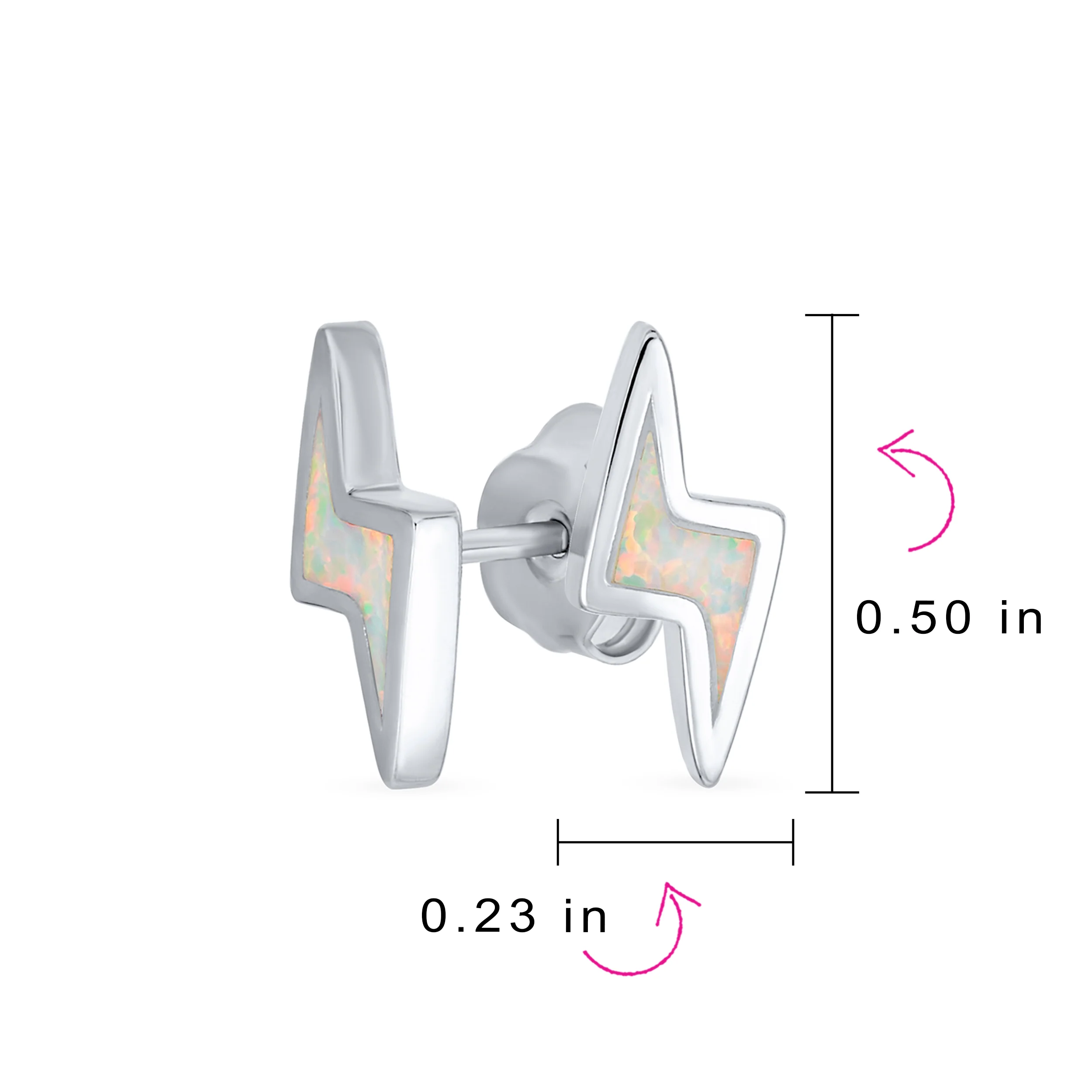 Geometric Gemstone Opal Lightning Bolt Stud Earrings in Sterling Silver - Image 4