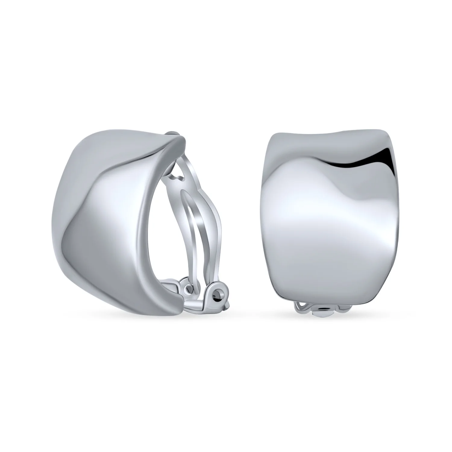 Geometric Hammered Dome Half Hoop Clip-On Earrings For Non-Pierced Ears - Image 2