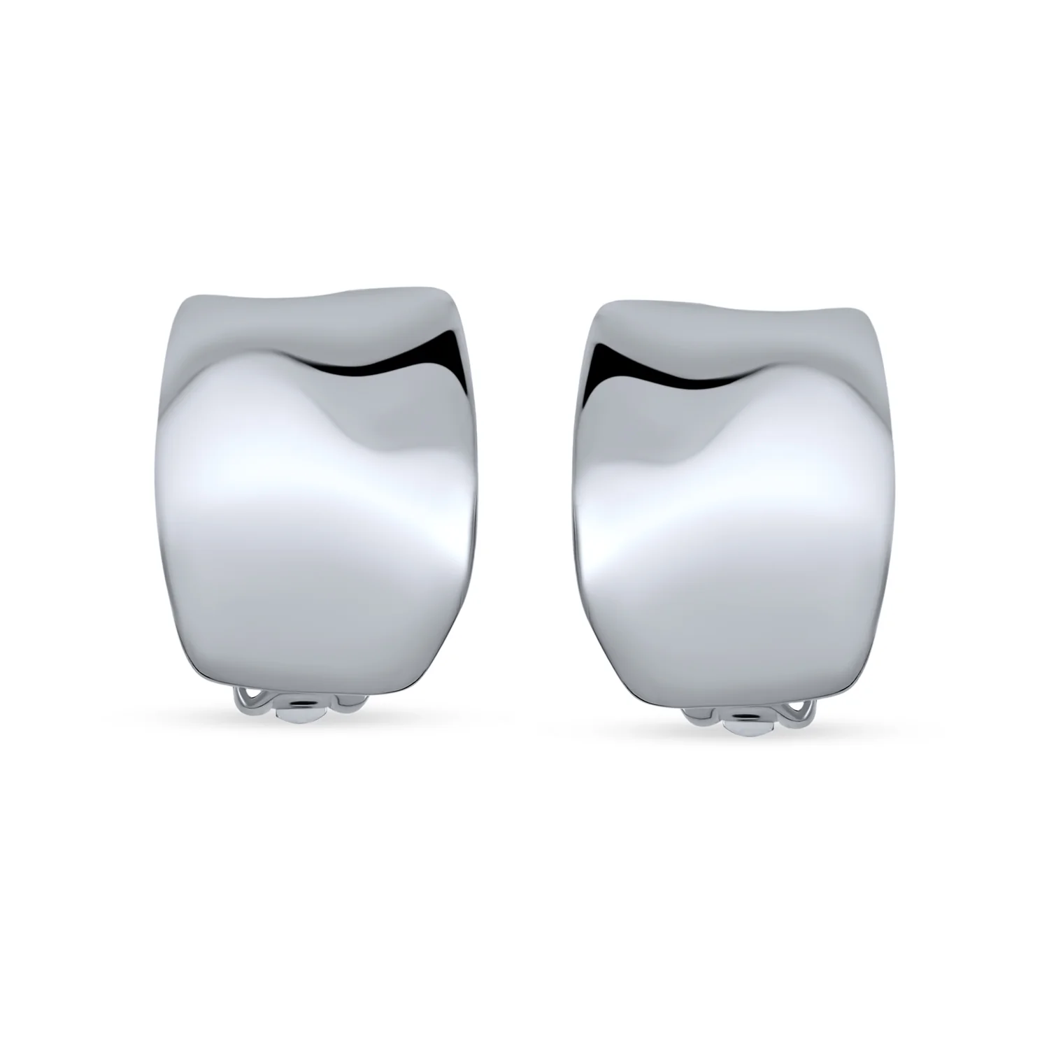 Geometric Hammered Dome Half Hoop Clip-On Earrings For Non-Pierced Ears - Image 4