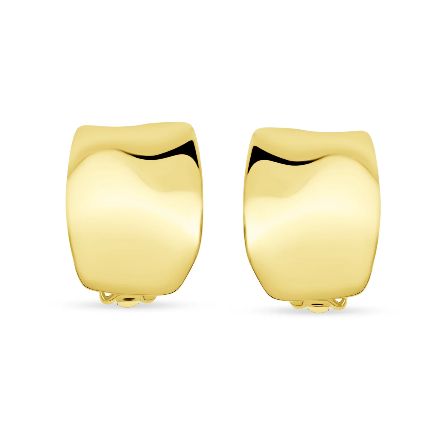 Set of 2 Dome Half Hoop Clip-On Earrings Non-Pierced Gold - Image 2