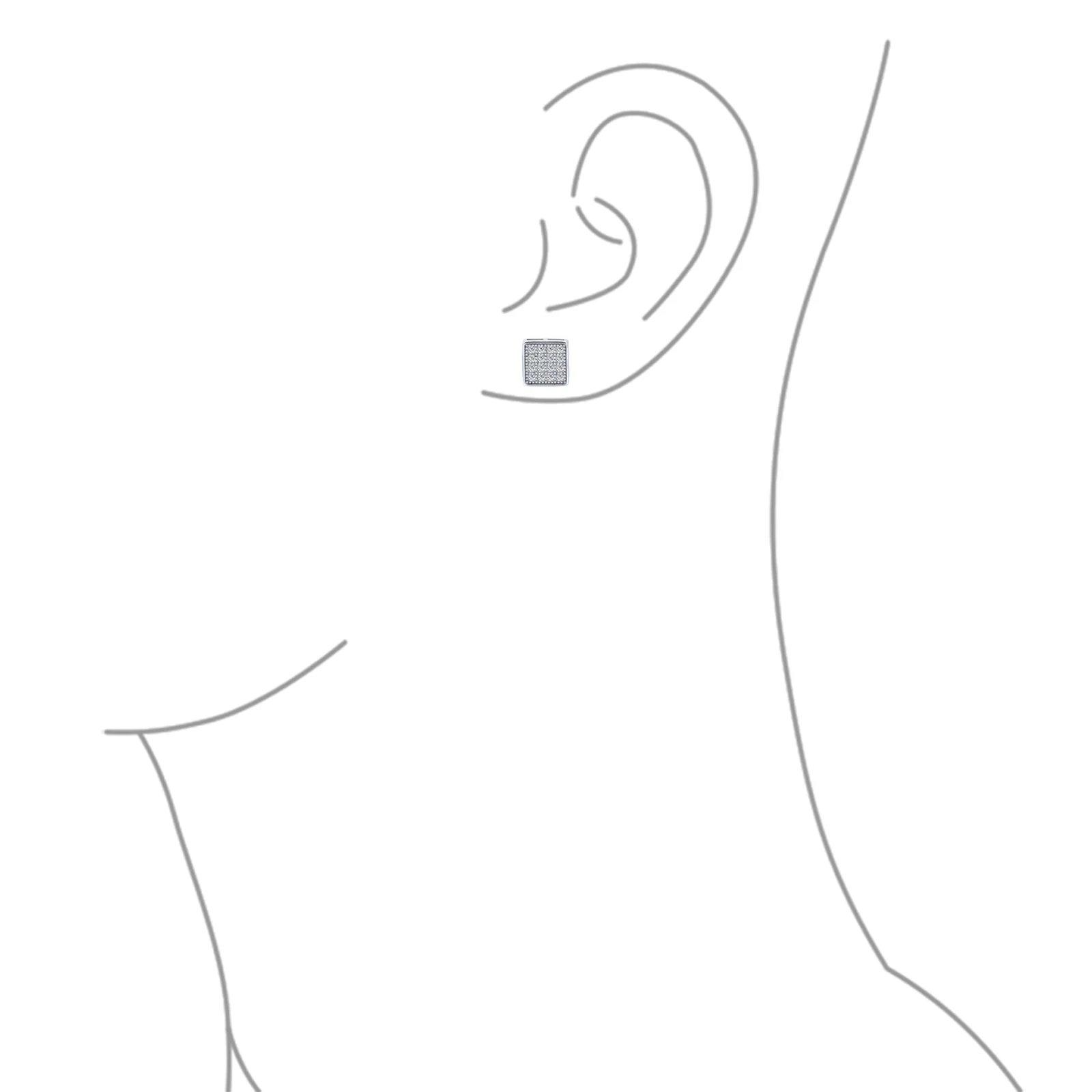 Geometric Hip Hop Square CZ Stud Earrings for Men, Sterling Silver, 5-7 MM - Image 8