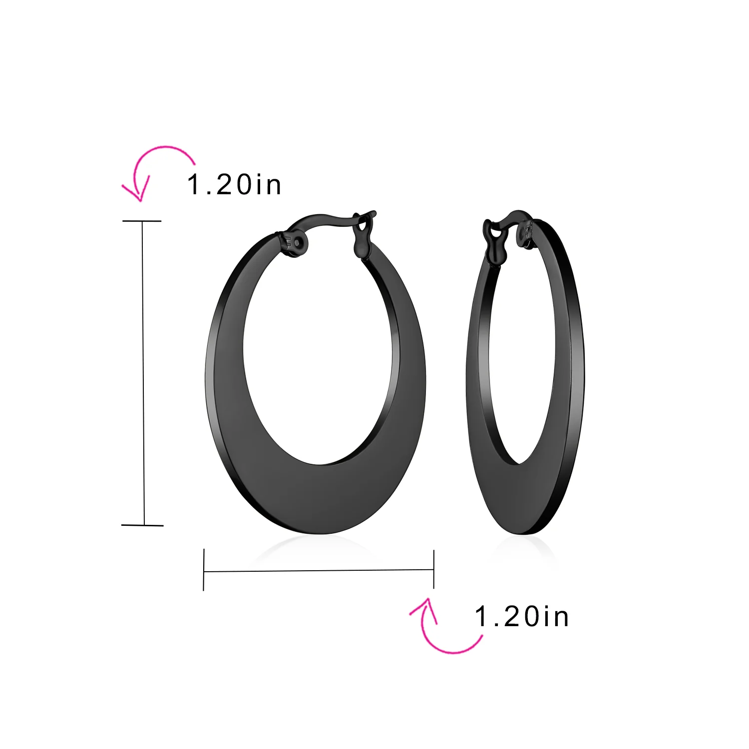 Geometric Fashion Hoop Huggie Earrings Black or Rose Gold 1.25 Inch Diameter - Image 10