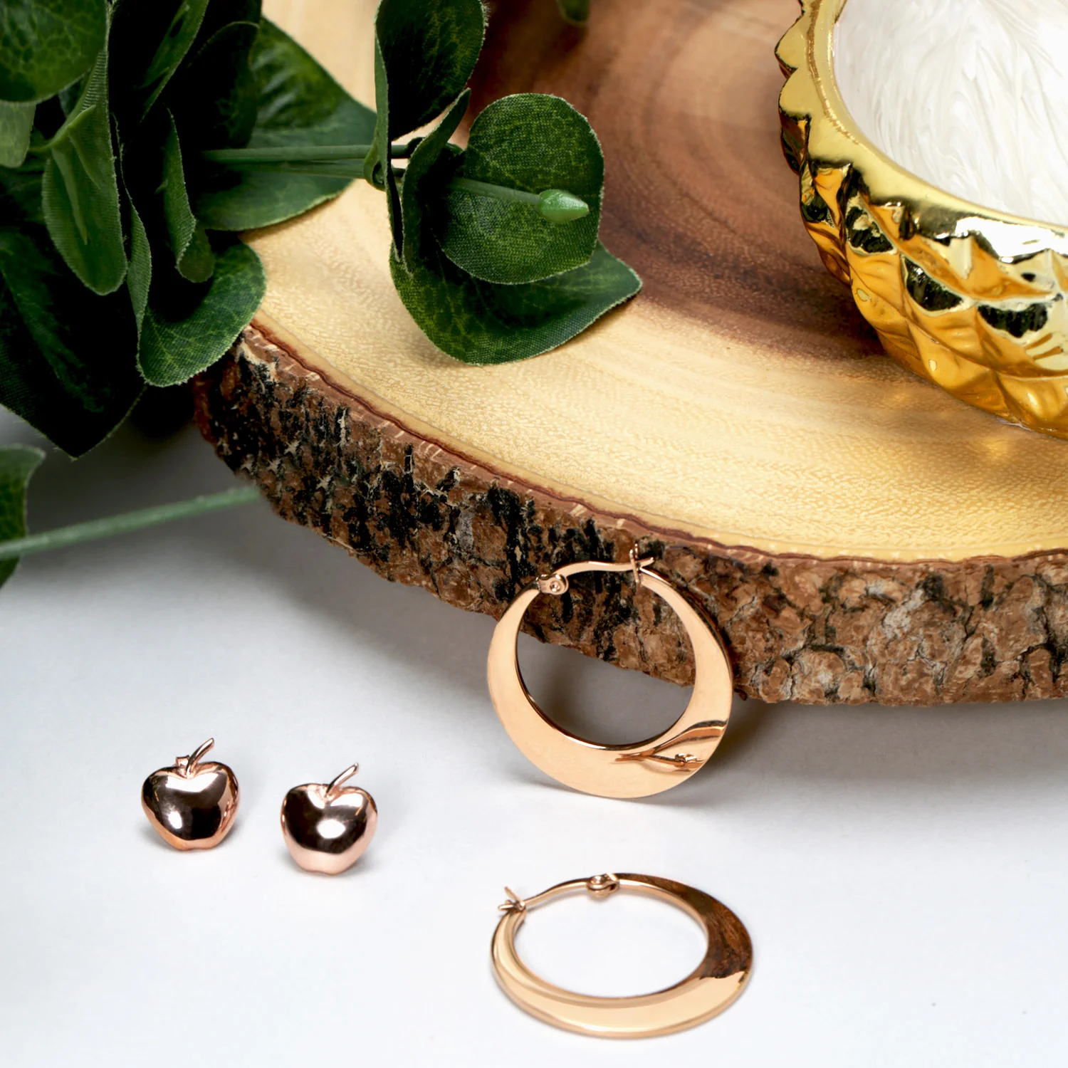 Geometric Fashion Hoop Huggie Earrings Black or Rose Gold 1.25 Inch Diameter - Image 11