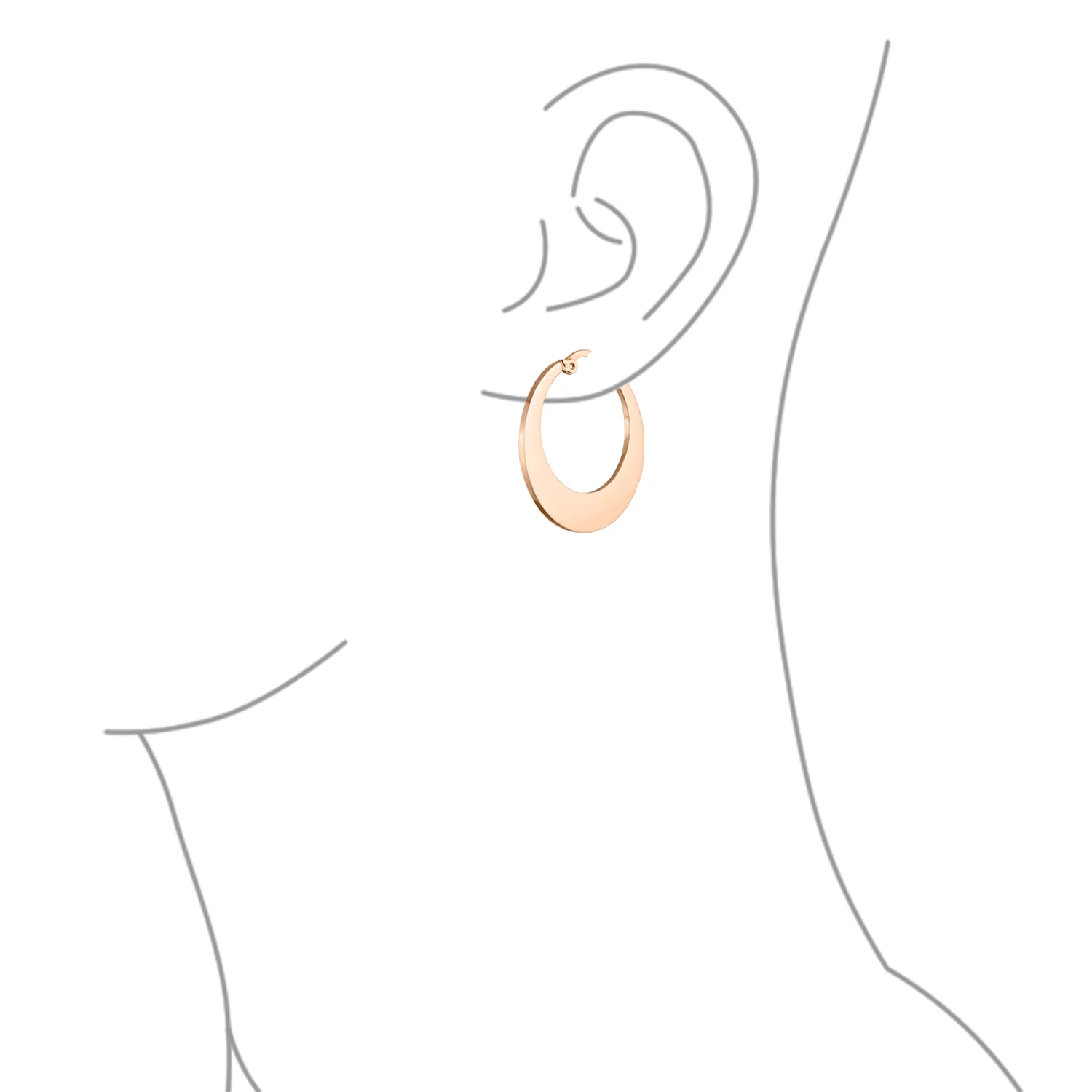 Geometric Fashion Hoop Huggie Earrings Black or Rose Gold 1.25 Inch Diameter - Image 5