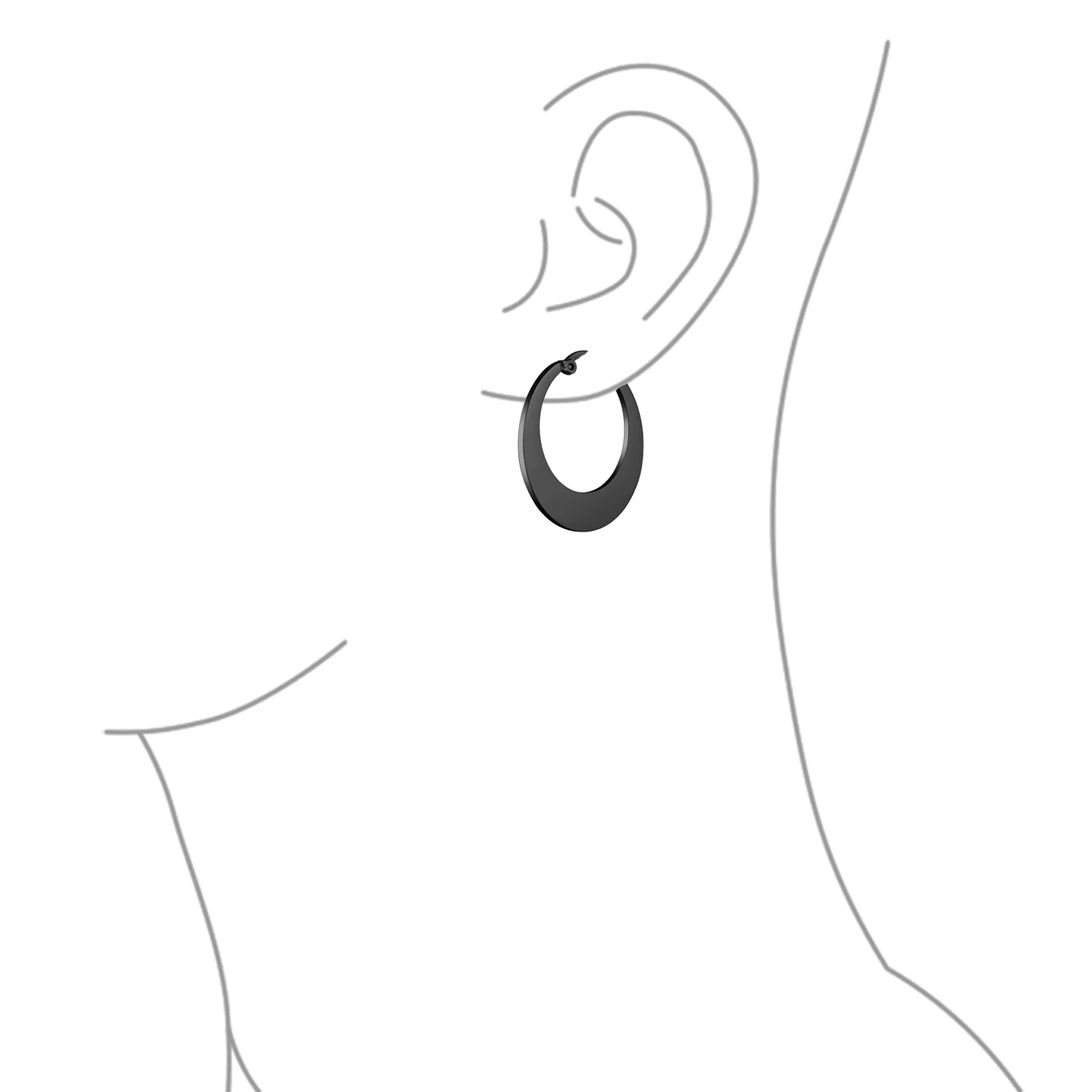 Geometric Fashion Hoop Huggie Earrings Black or Rose Gold 1.25 Inch Diameter - Image 6