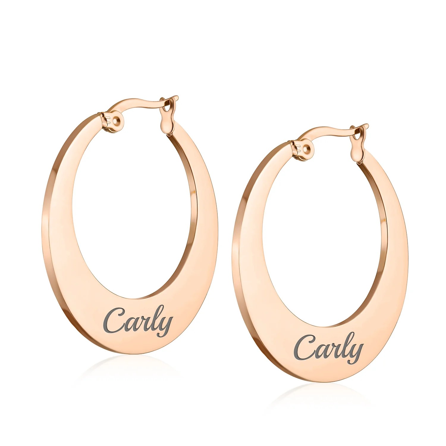 Geometric Fashion Hoop Huggie Earrings Black or Rose Gold 1.25 Inch Diameter - Image 7