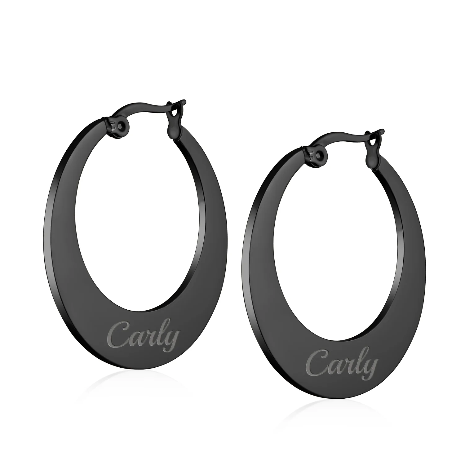Geometric Fashion Hoop Huggie Earrings Black or Rose Gold 1.25 Inch Diameter - Image 8