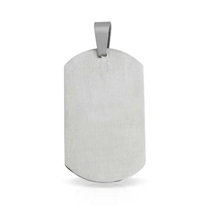 Geometric Men's CZ Dog Tag Pendant Necklace Silver Stainless Steel 24 InchChain - Image 5
