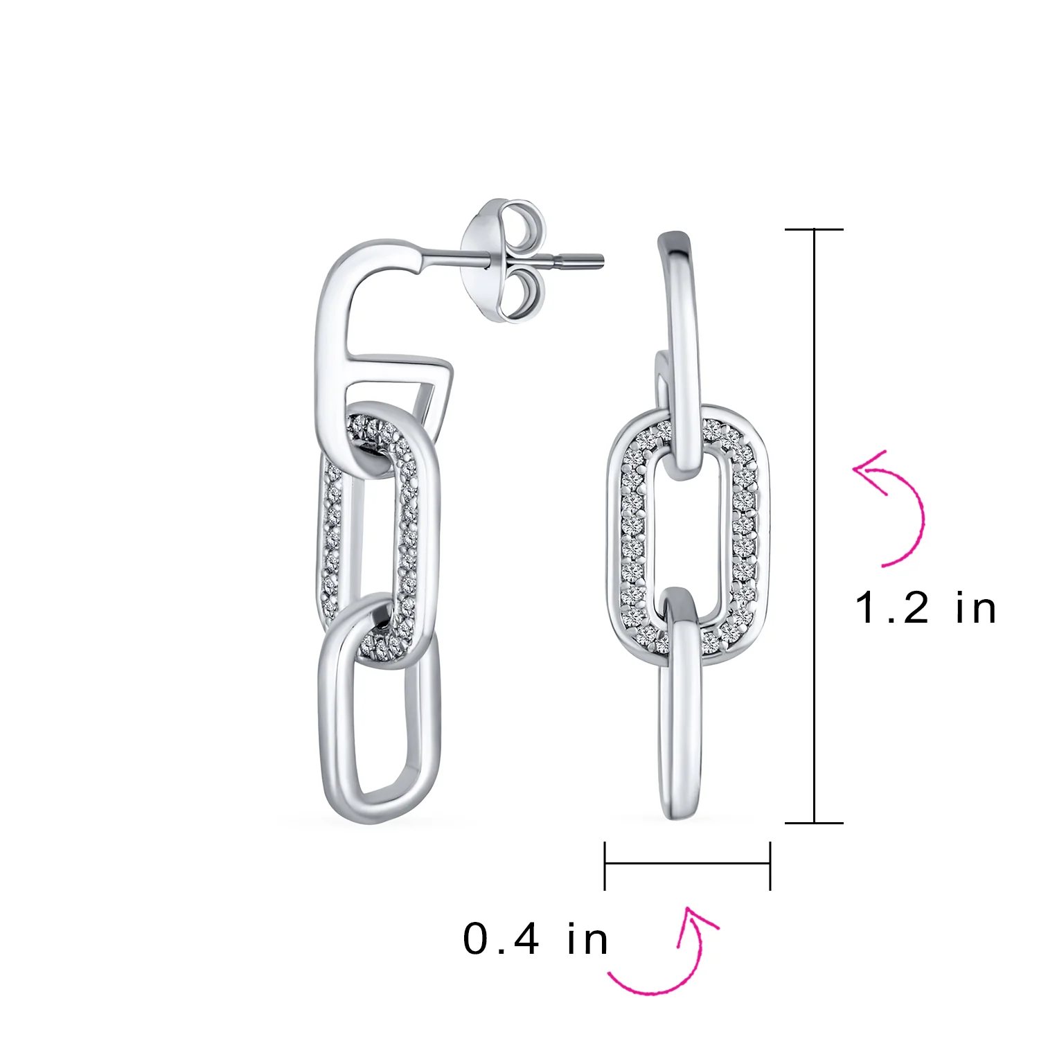 Geometric Vertical Rectangle Dangle Chandelier Earrings Sterling Silver with CZ - Image 4
