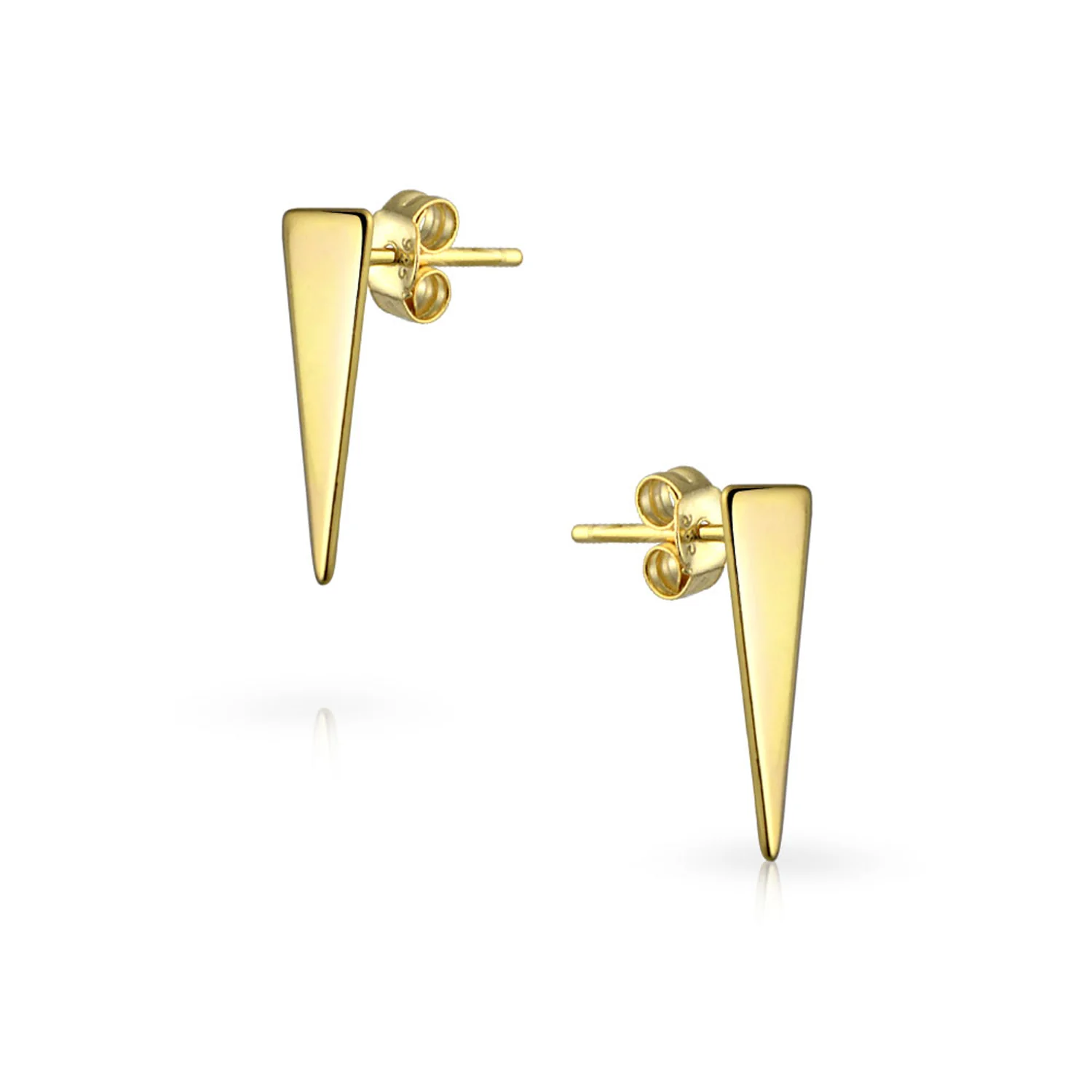Geometric Spike Triangle Arrow Tiny Stud Earrings Gold Plated Sterling Silver - Image 2