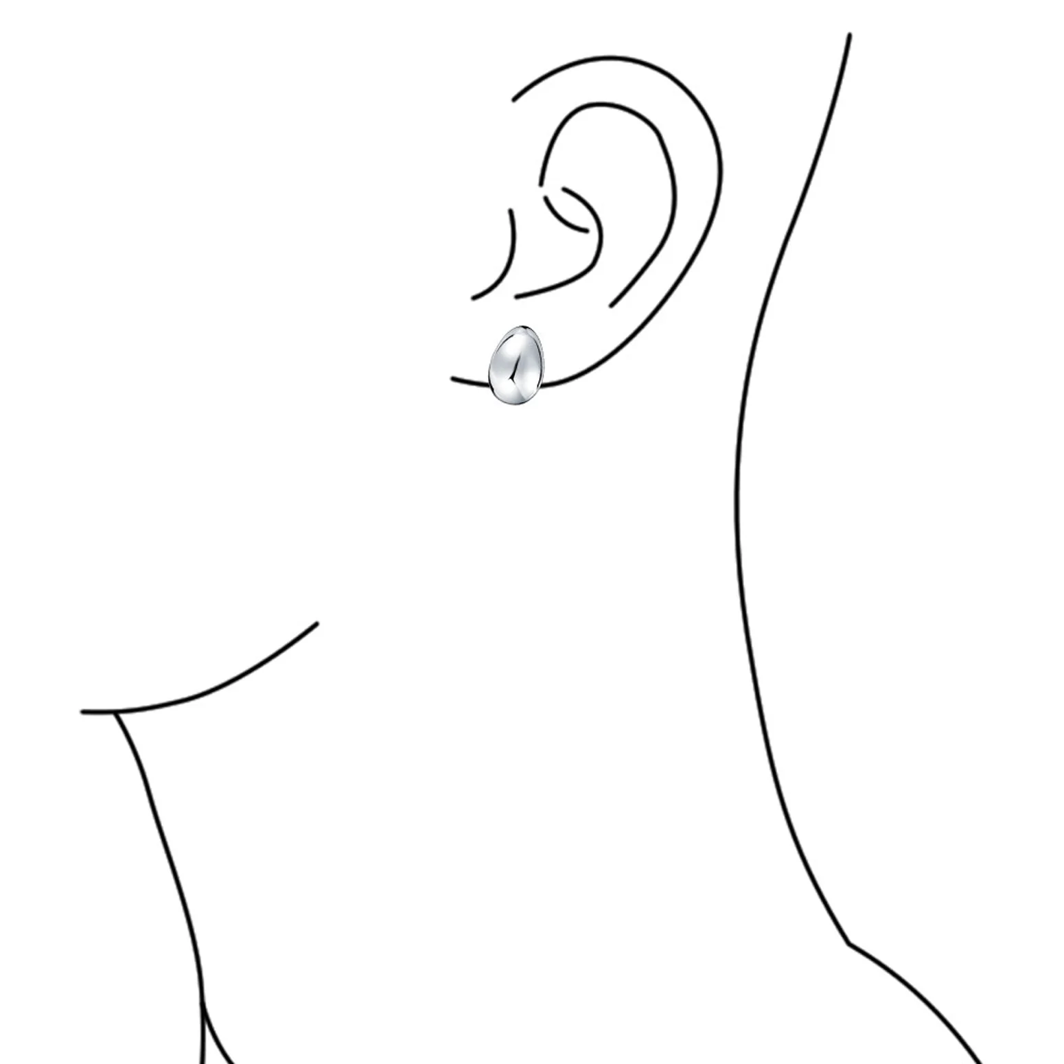 Classic Simple Dome Teardrop Clip On Earrings .925 Sterling Silver - Image 3