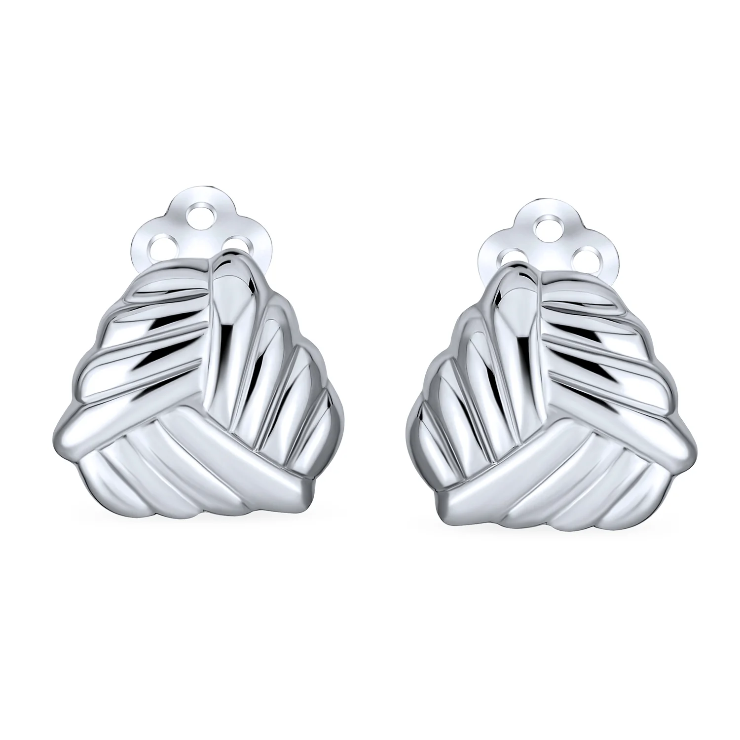 Classic Twist Love Knot Clip On Earrings Non Pierced Ears Sterling Silver - Image 2
