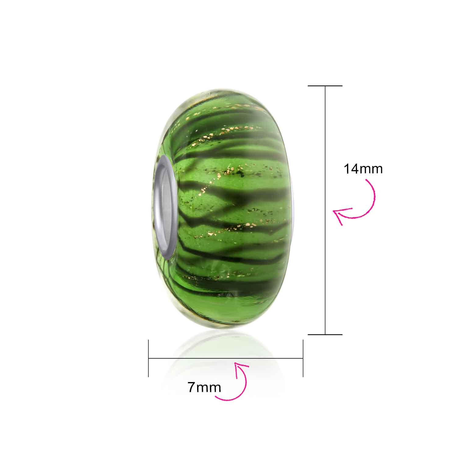Murano Glass Charm Bead Blue Green Glitter Swirl for European Bracelet - Image 6