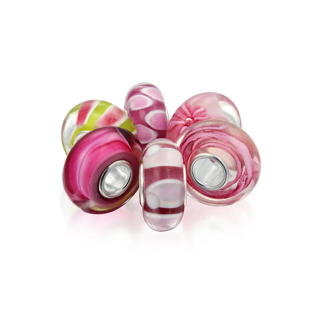 Mixed Set Sterling Silver Core Murano Glass Charm Bead for European Bracelet - Image 3