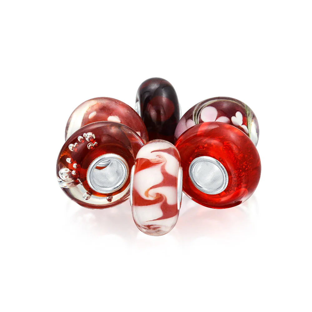 Mixed Set Sterling Silver Core Murano Glass Charm Bead for European Bracelet - Image 4