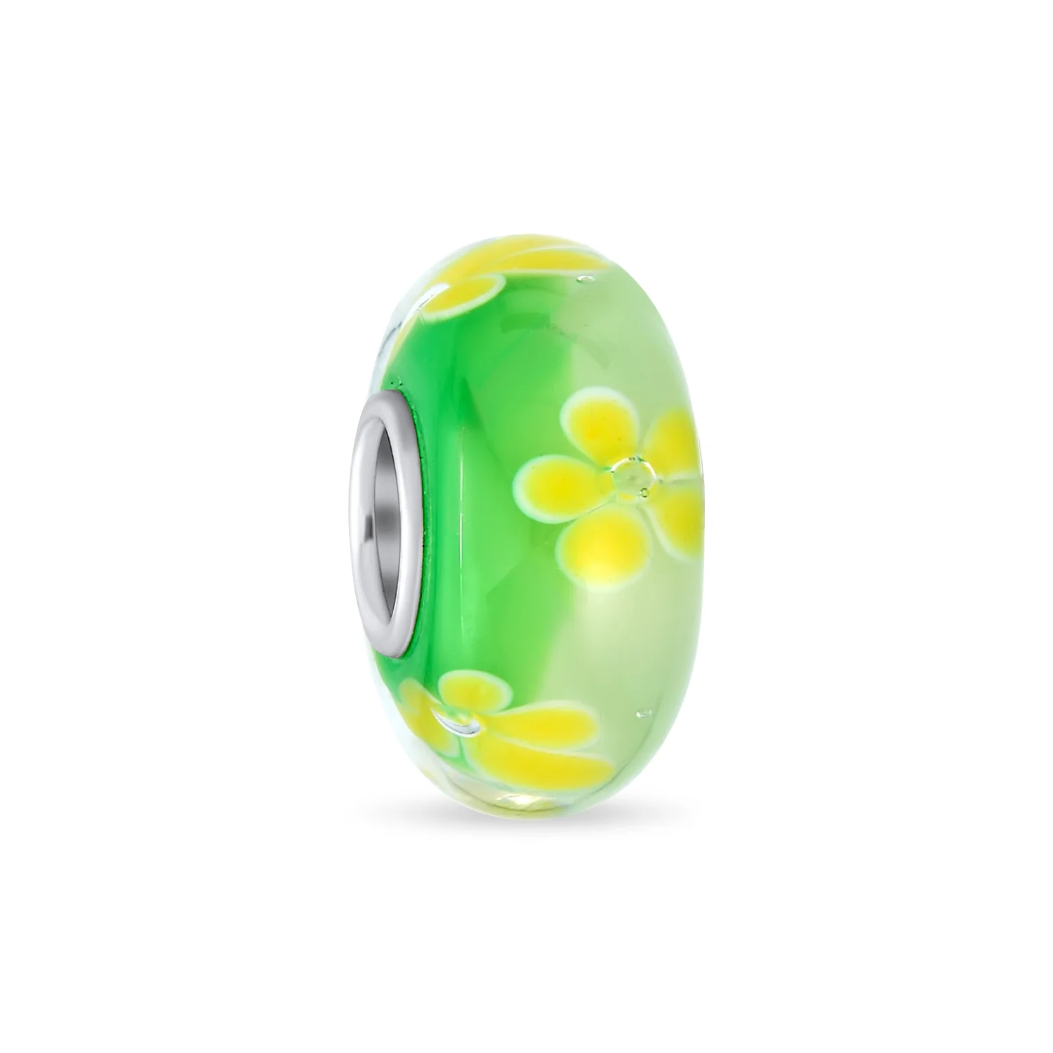 Murano Glass Charm Bead with Sterling Silver Core - Floral Design for Bracelets - Image 4